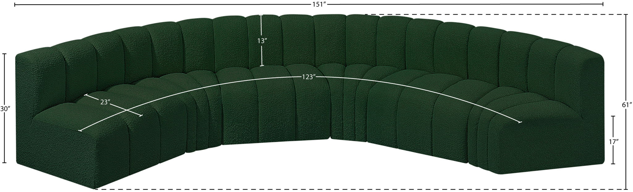 Arc - Boucle Fabric 6 Piece U-Shaped Modular Sofa