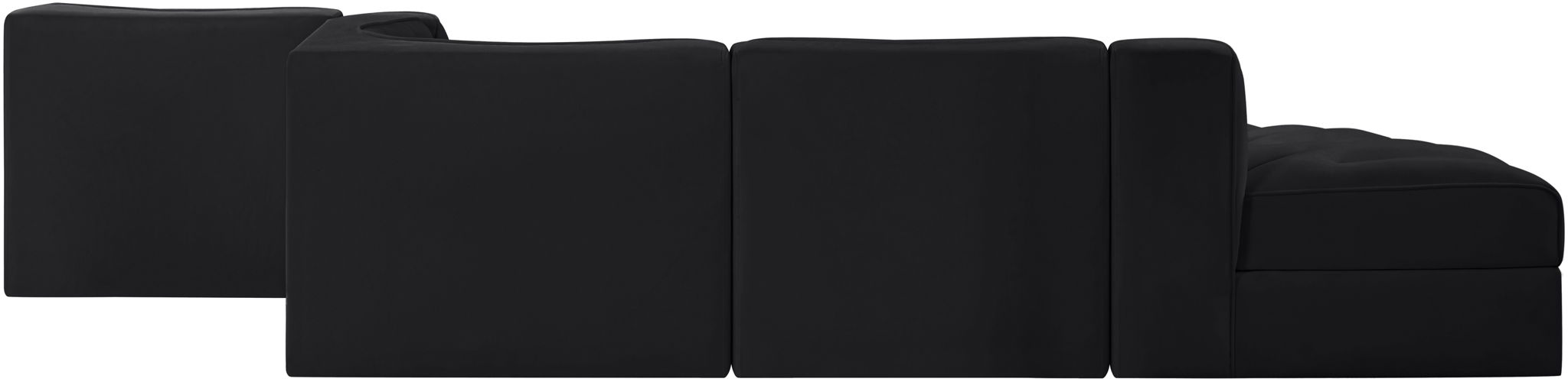 Rummi - Rounded Velvet Performance Fabric Upholstered 5 Piece Modular Sectional