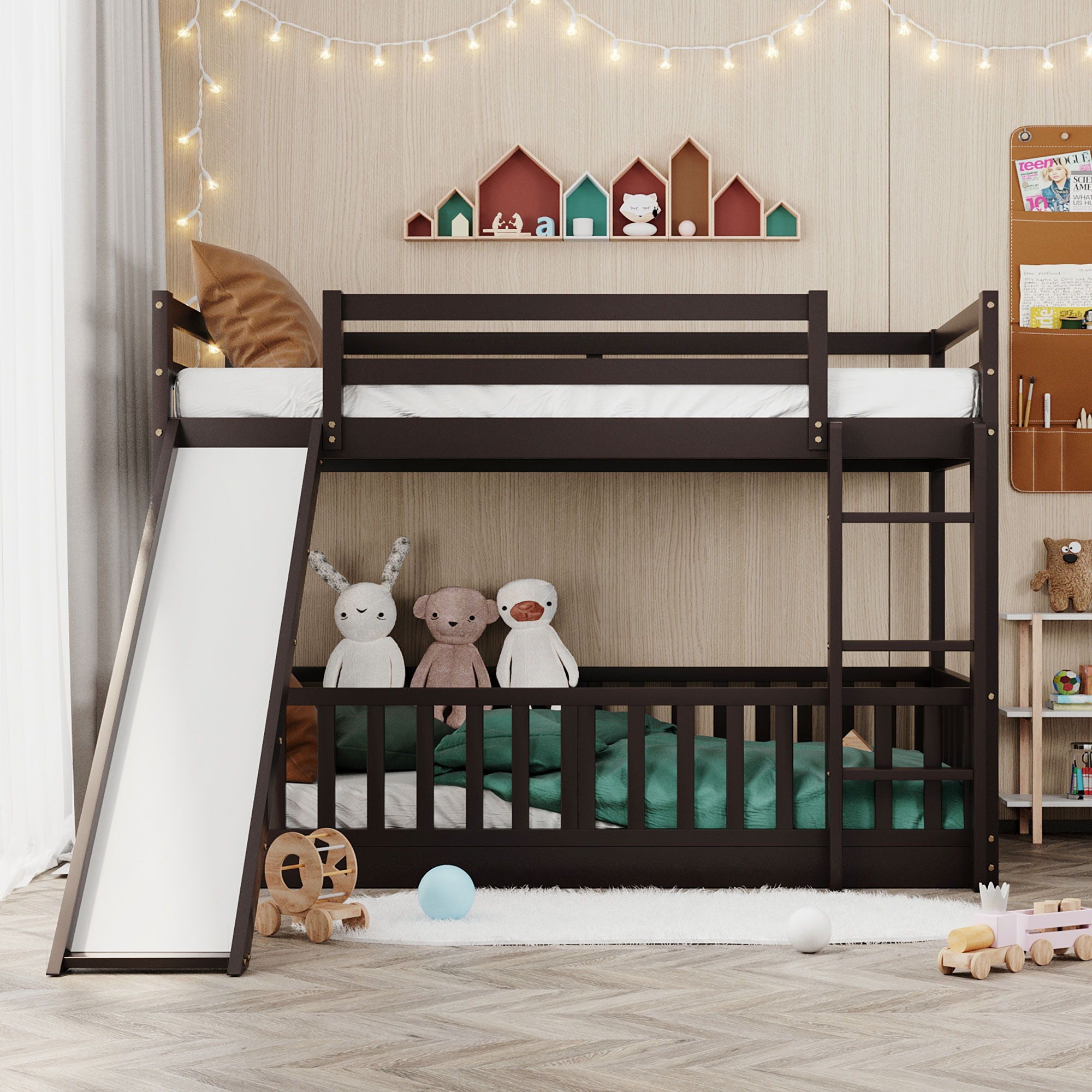 Bunk Bed With Convertible Ladder And Slide