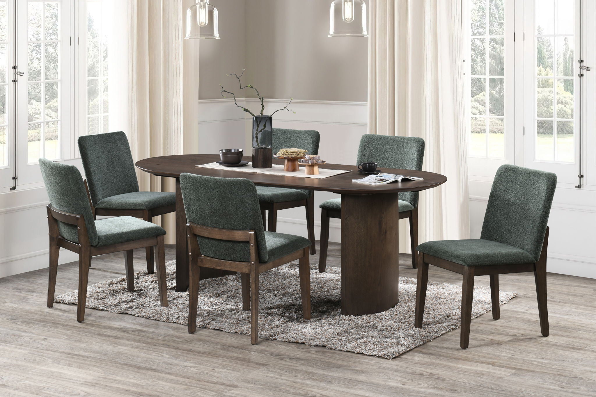 Kody - 79" Oval Fixed-Top Dining Table Set
