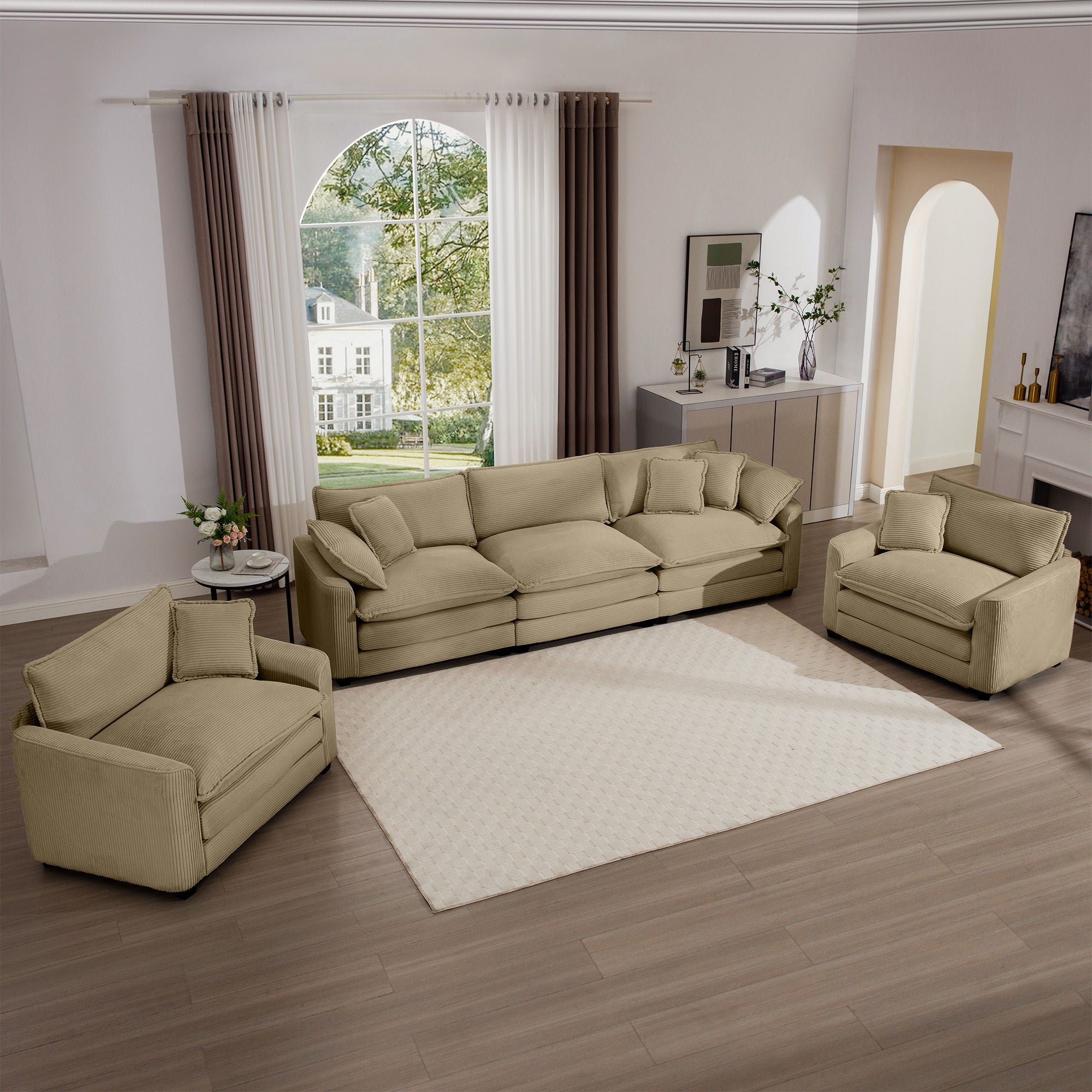 Elegant Oversized Sectional Sofa Set With Deep Seats And Flexible Layout