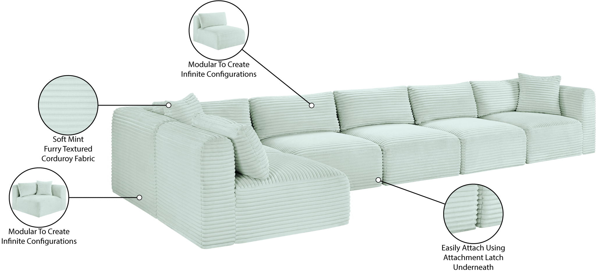 Shaggy - 6 Piece Modular Sectional
