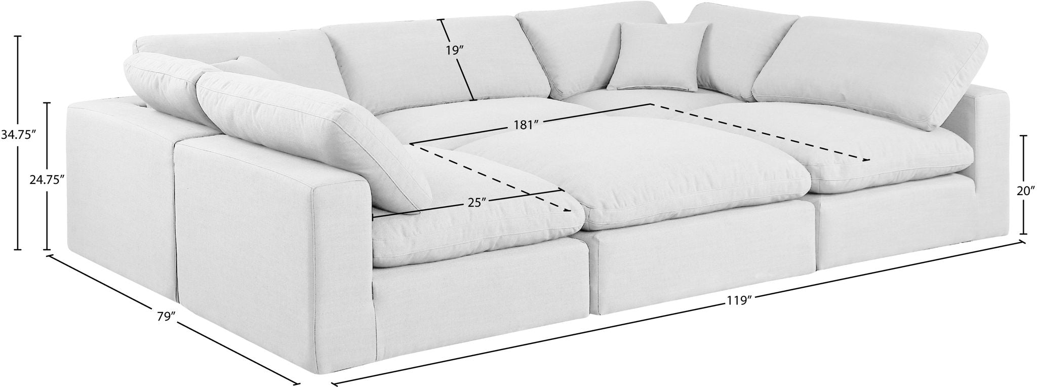 Comfy - 6 Piece Linen Sectional