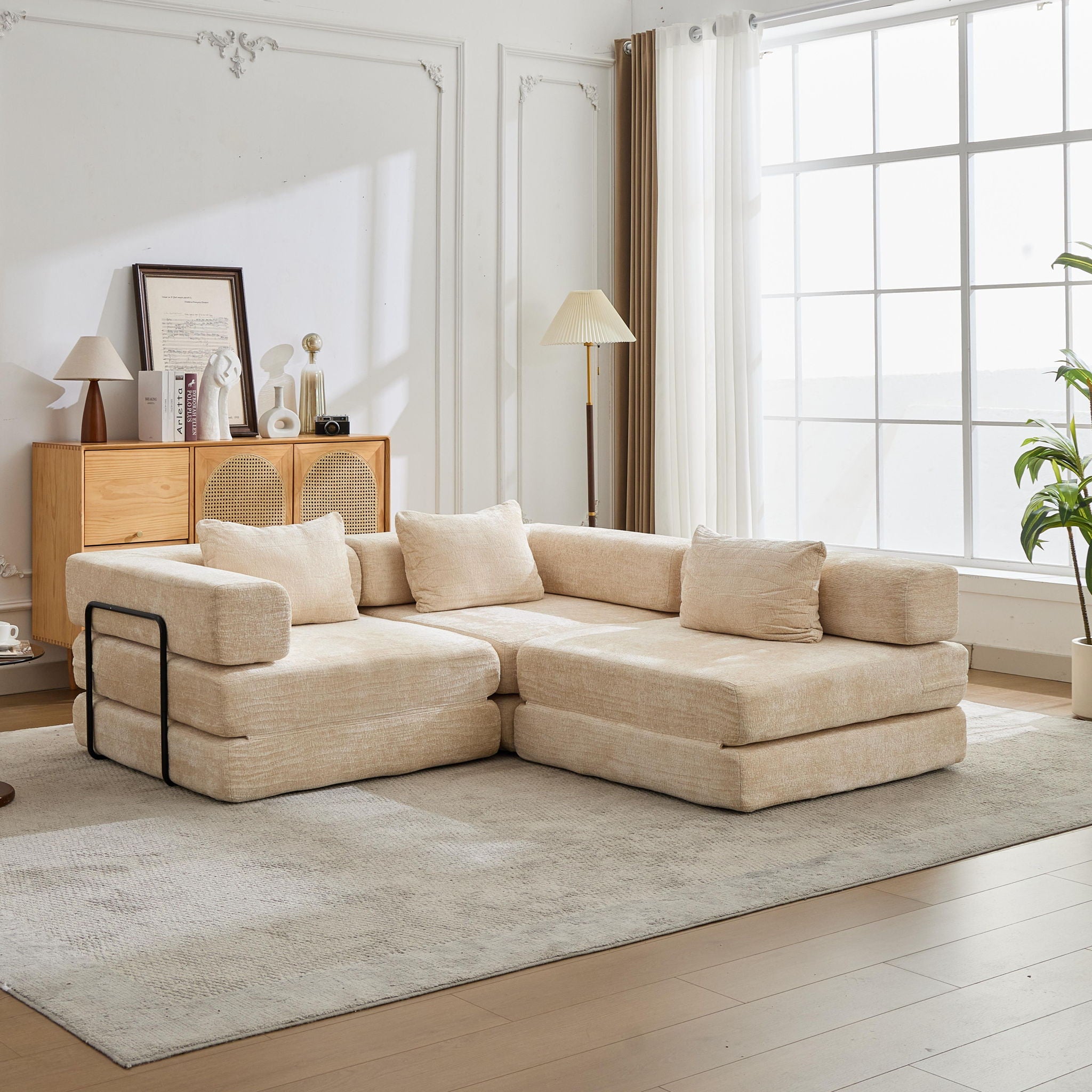 Convertible Floor Sofa Bed, Boneless Modular Sectional Sofa For Living Room