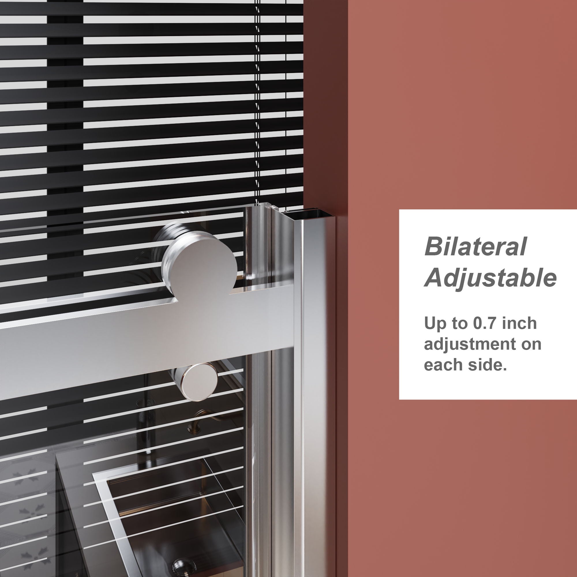Frameless Shower Door Single Sliding, Adjustable Zinc Roller Rail - Chrome