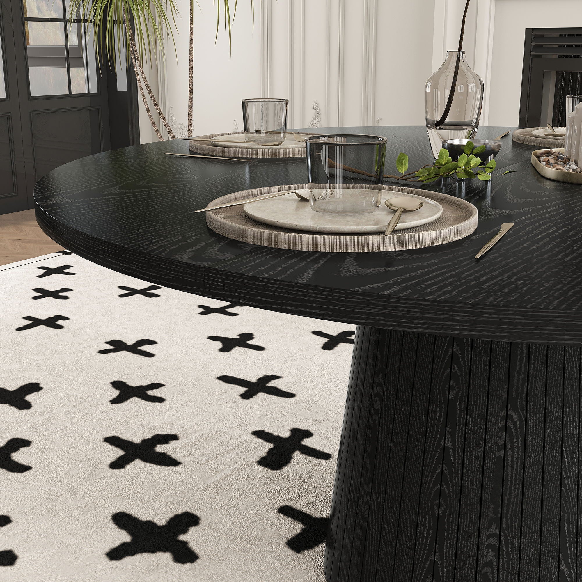 Round Dining Table With Strip Base