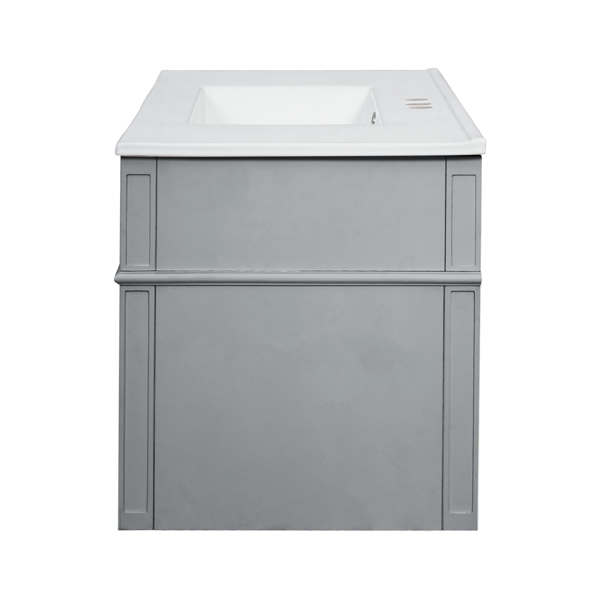 Modern Wall Mounted Floating Cabinet With Double Drawer And Sink