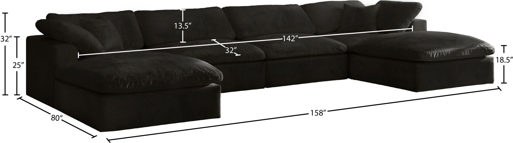 Cozy - 6 Piece Modular Double Chaise Sectional