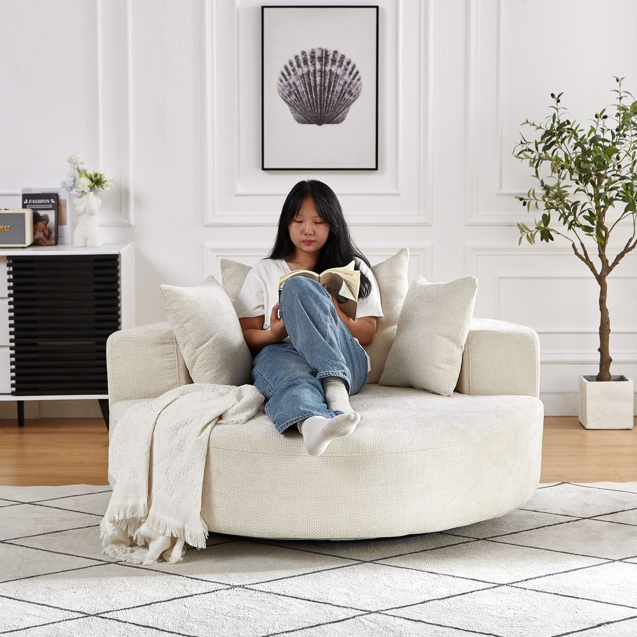 Swivel Chair With Rotating Base For Living Room