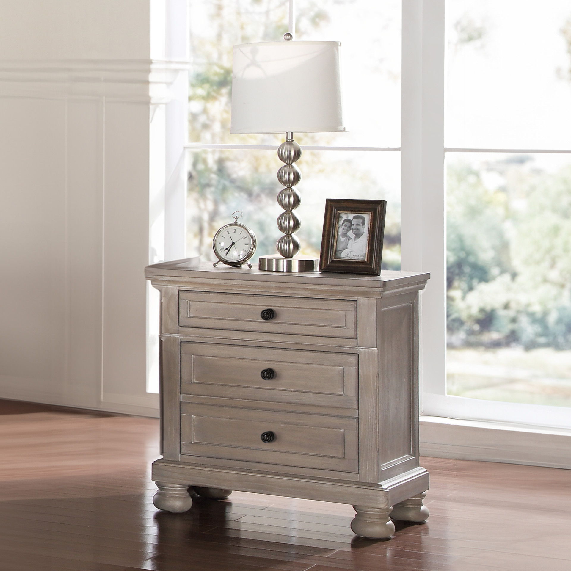 Allegra - Nightstand - Pewter