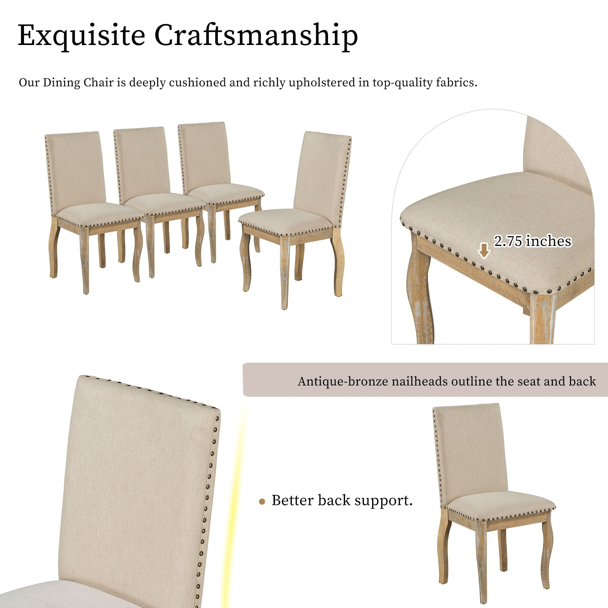 Upholstered Dining Chairs With Nailhead (Set of 2)