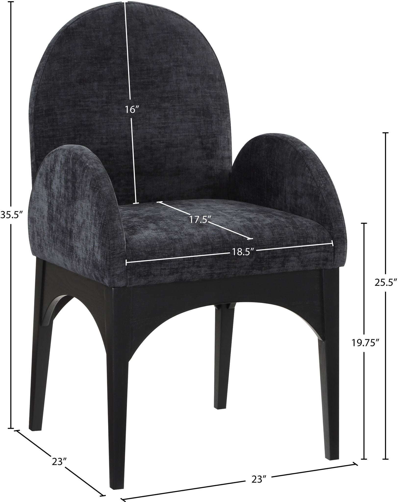 Waldorf - Chenille Dining Arm Chair With Black Legs