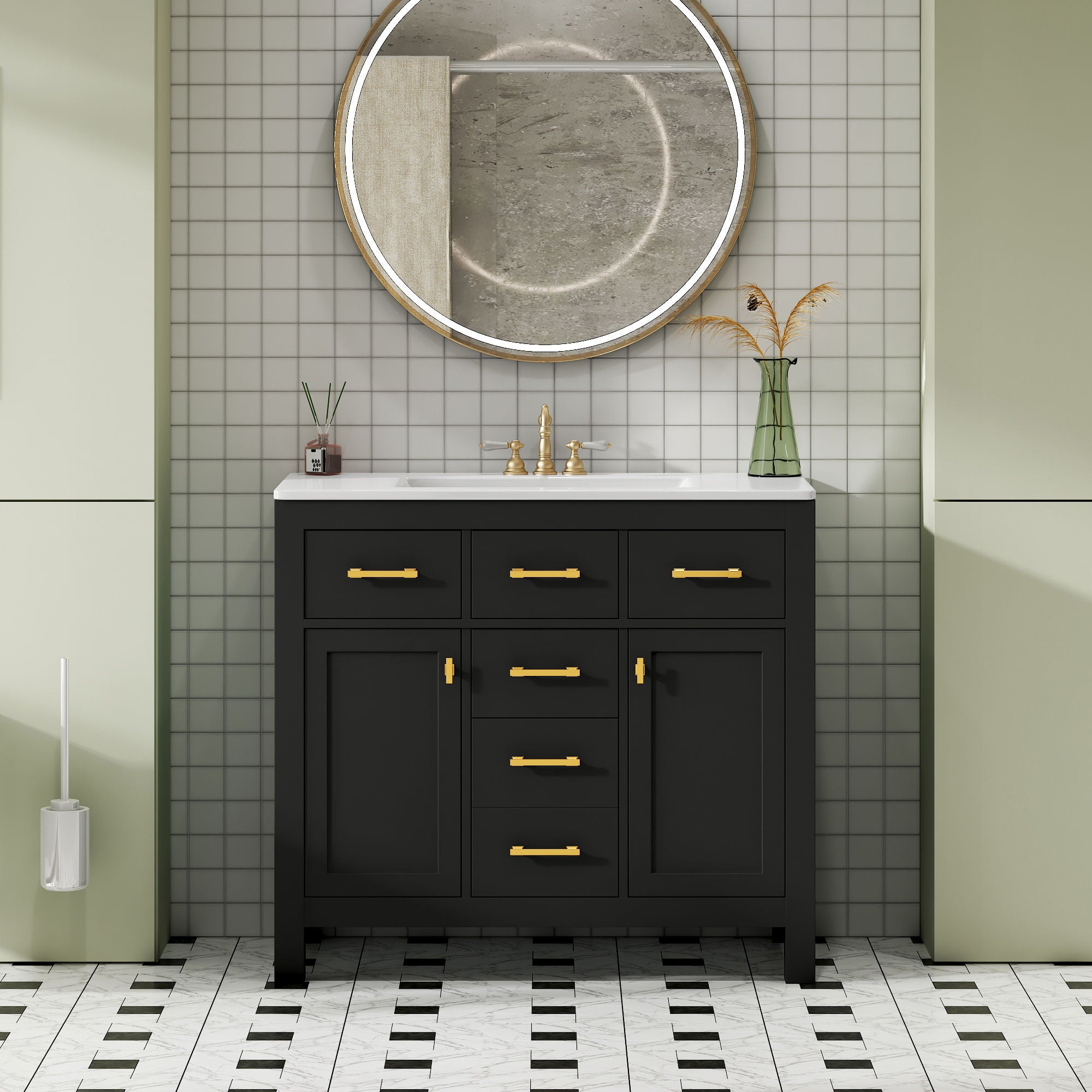 Bathroom Vanity With Sink Combo Set, Modern Bathroom Cabinet With 4 Drawers