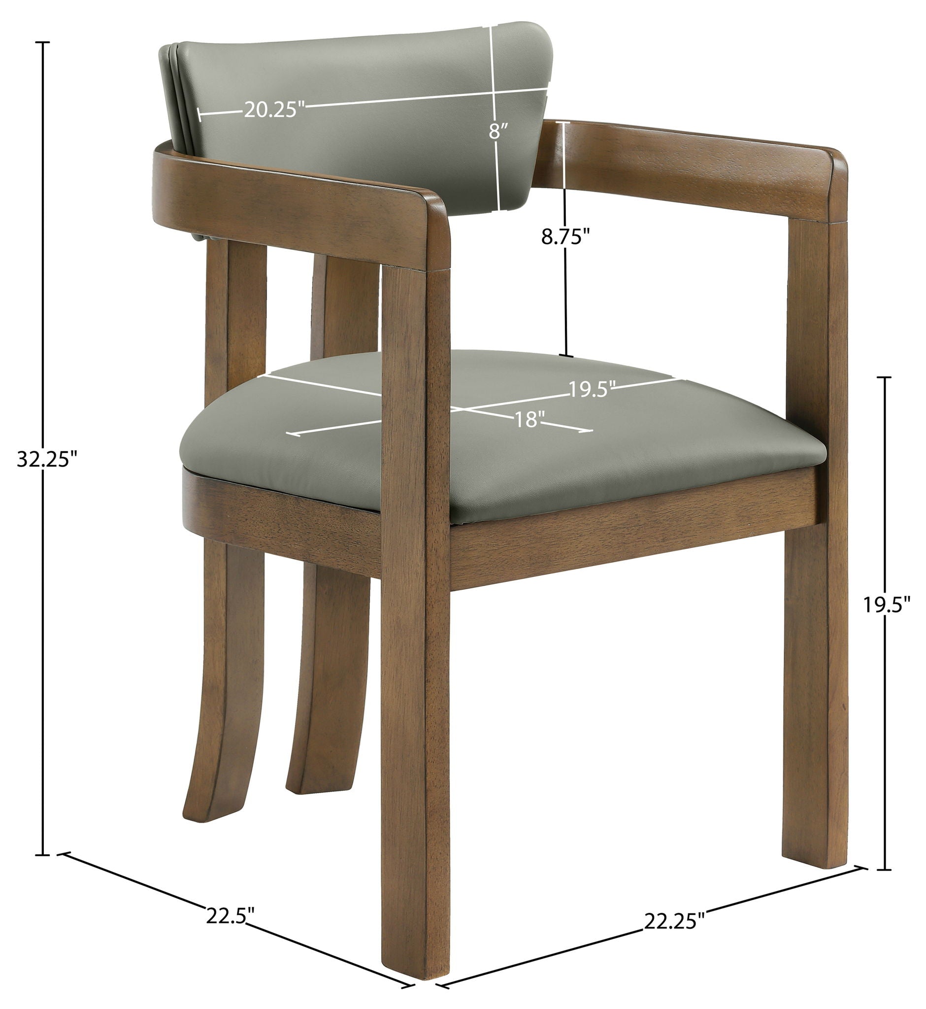 Lavrin - Vegan Leather Upholstered Dining Arm Chair (Set of 2) - Walnut Base