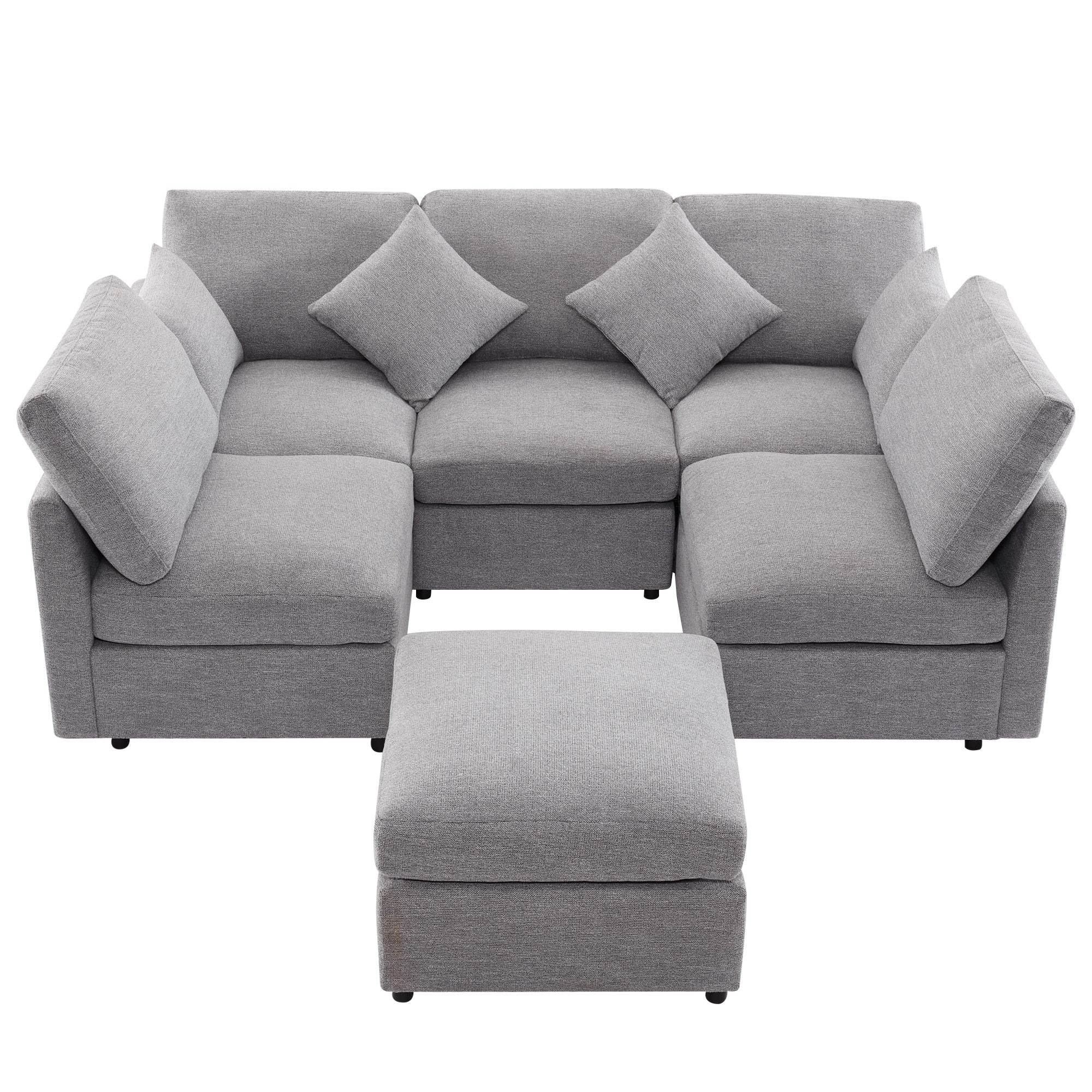 Sectional Sofa Modular U-Shaped With Ottoman & USB Ports