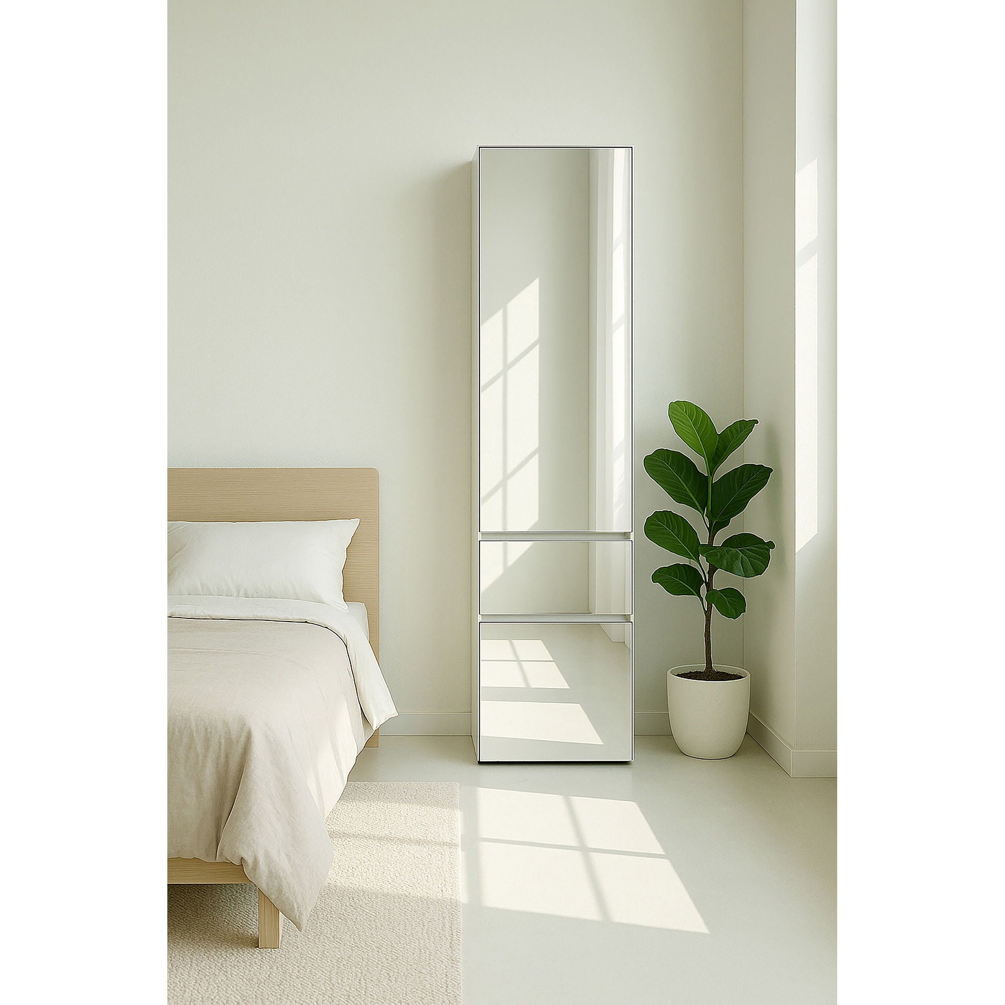 Elise - Modular Closet System With Mirror, Customizable Storage Solution - White