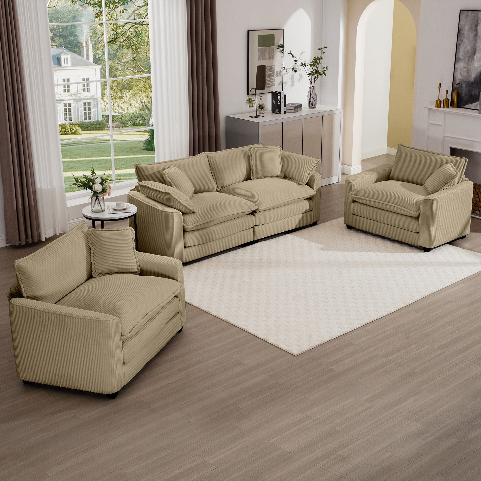 Elegant Oversized Sectional Sofa Set With Deep Seats And Flexible Layout