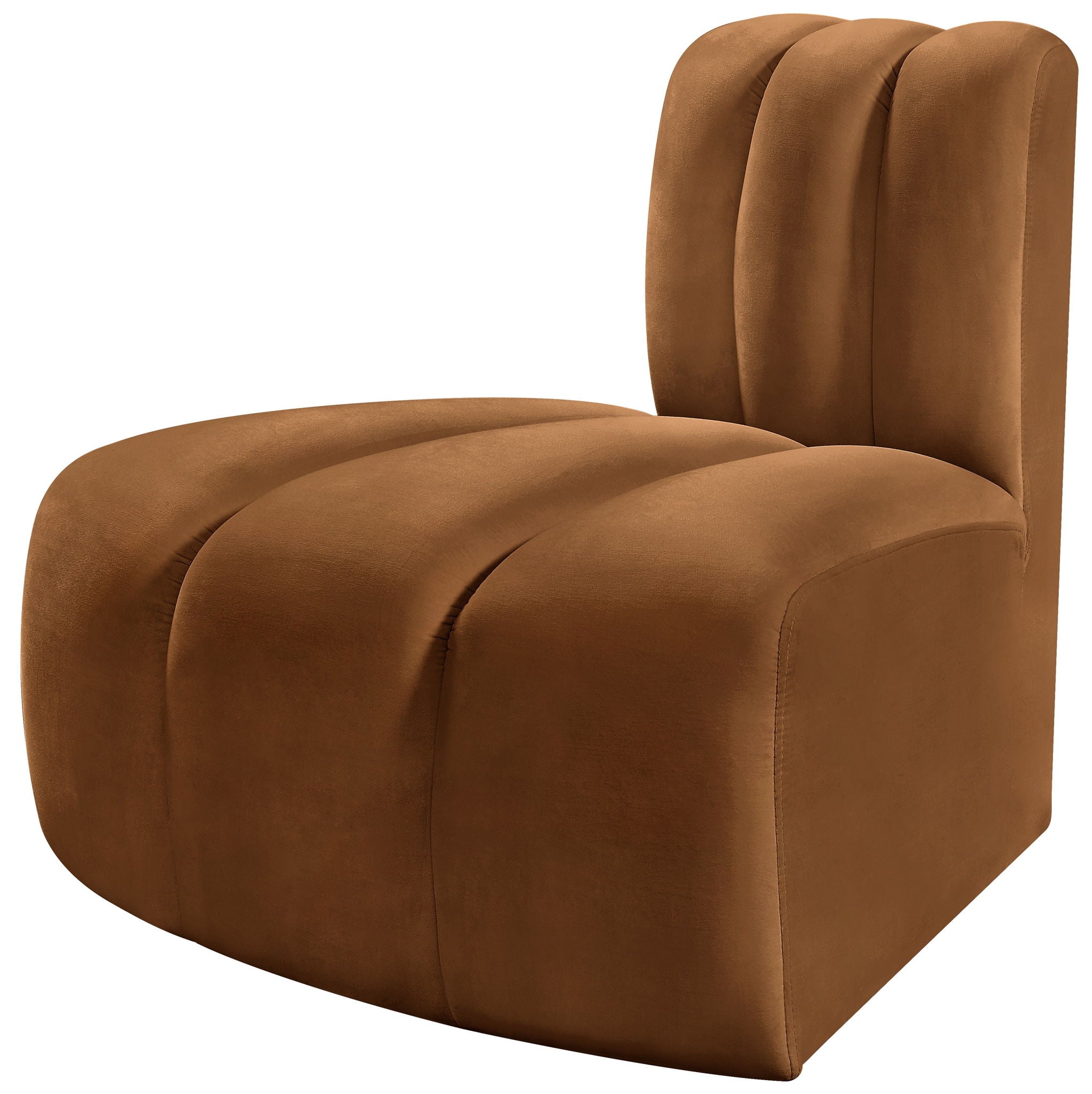 Arc - Velvet Reverse Corner Chair - Saddle