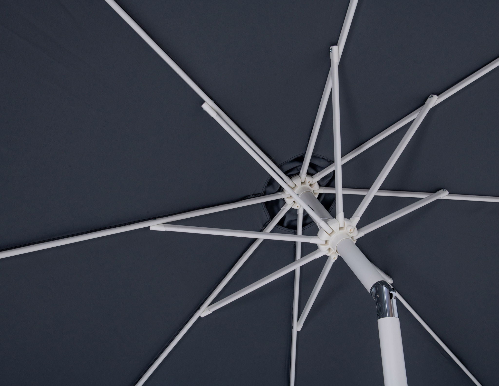 Fiji - Aluminum Patio Umbrella With Round Teak And White Base