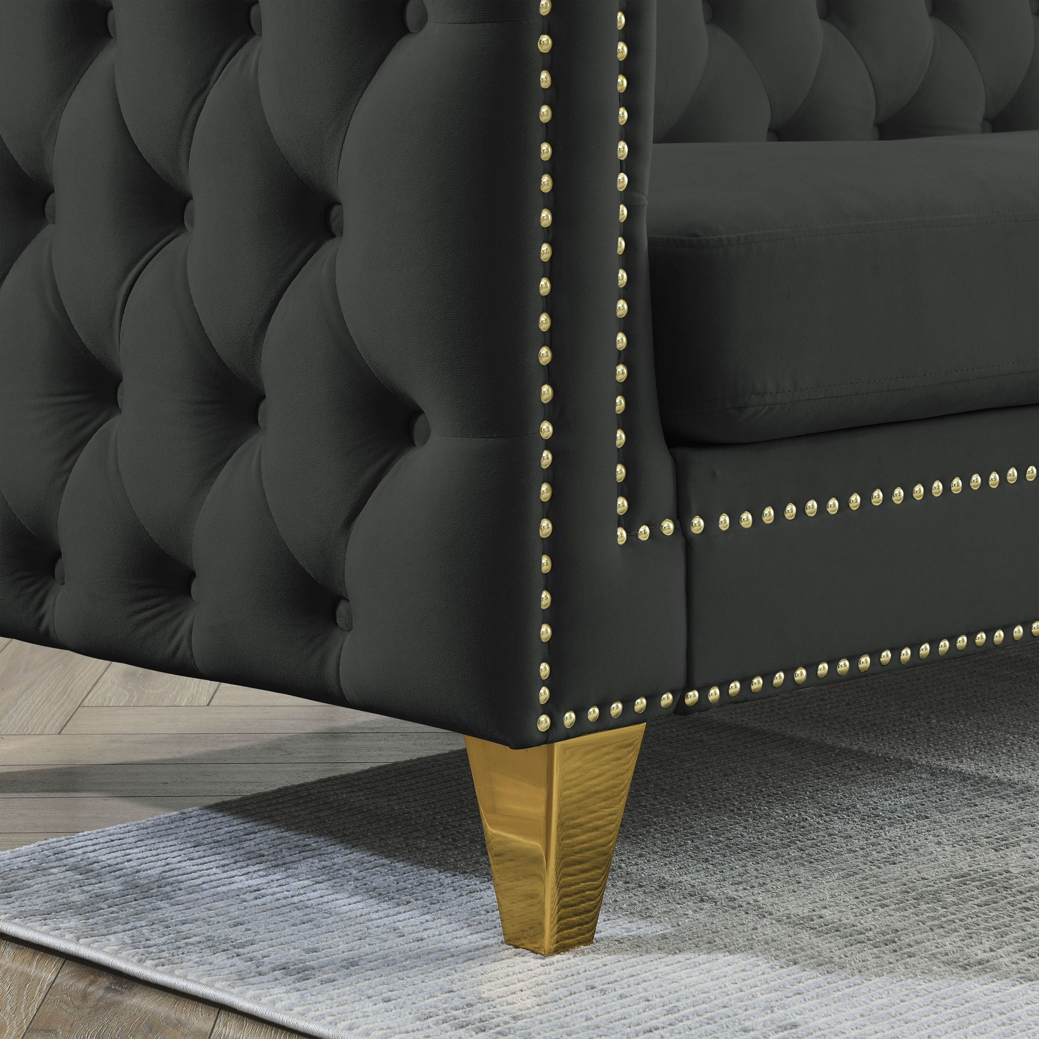 Upholstered Couch Sofa With Button Tufting For Living Room