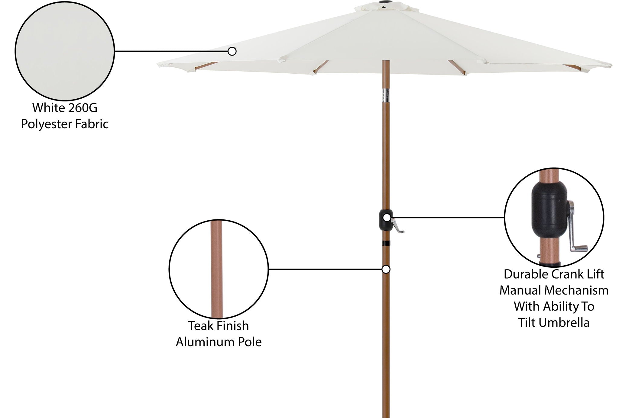 Fiji - Patio Umbrella With Teak Pole