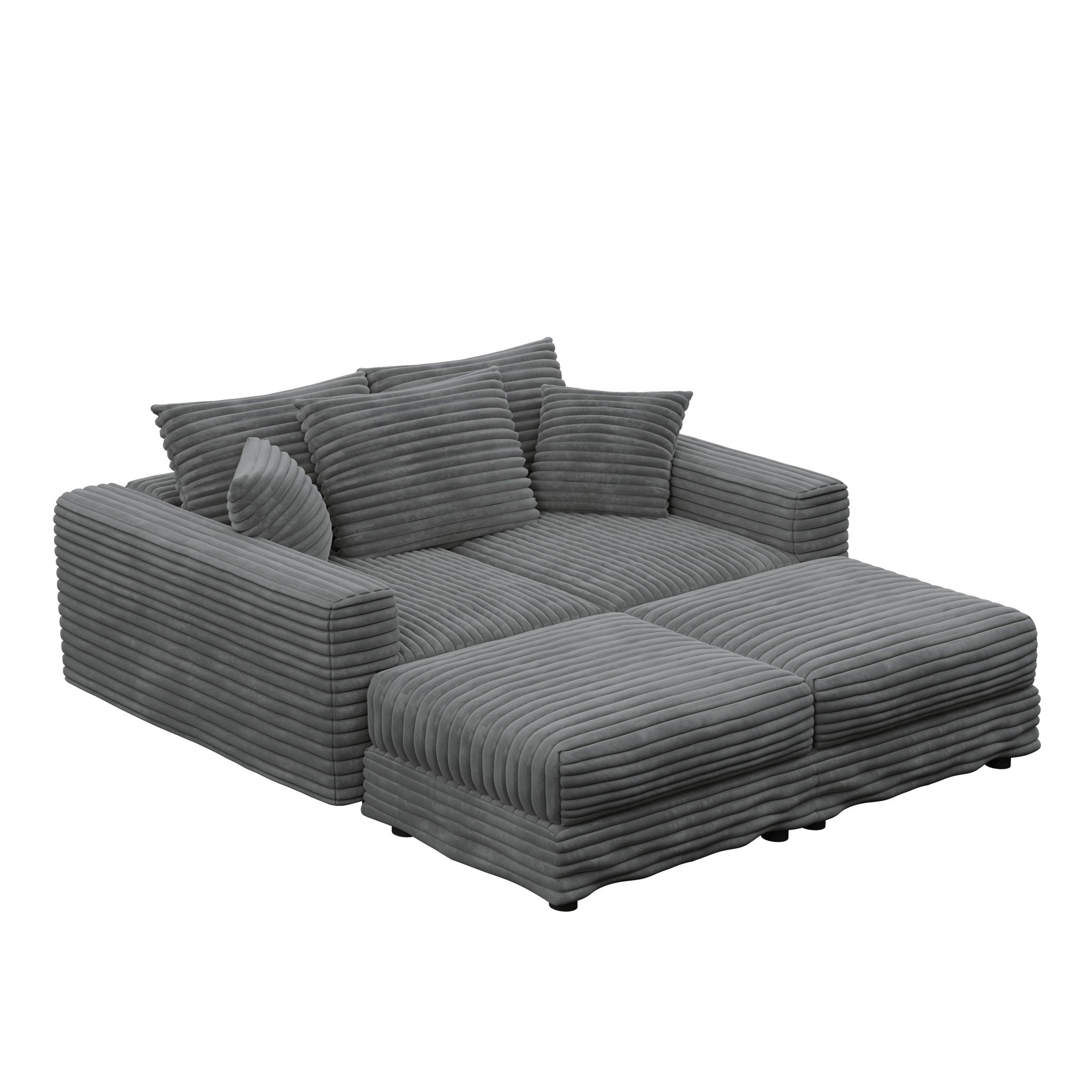 Convertible Deep Seat Sofa With Soft Pillows And Ottomans