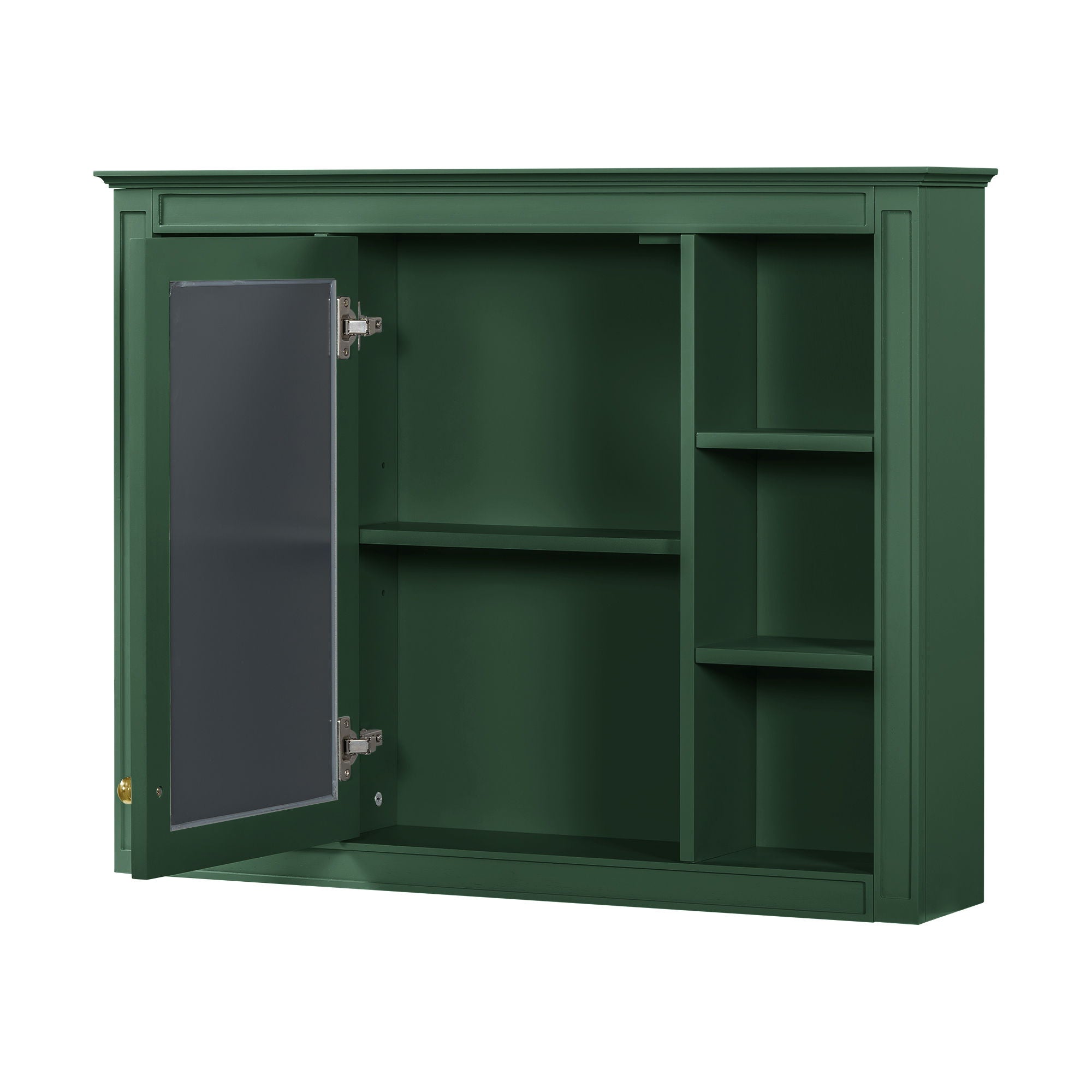 Wall Mounted Medicine Cabinet With Mirror, Storage Cabinet Featuring 6 Open Shelves And Adjustable Interior