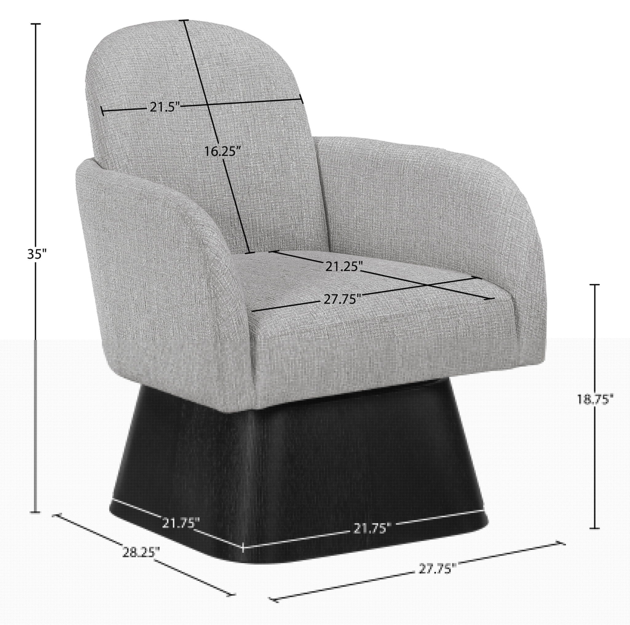 Marlowe - Linen Textured Fabric Upholstered Swivel Accent Chair - Stained Black