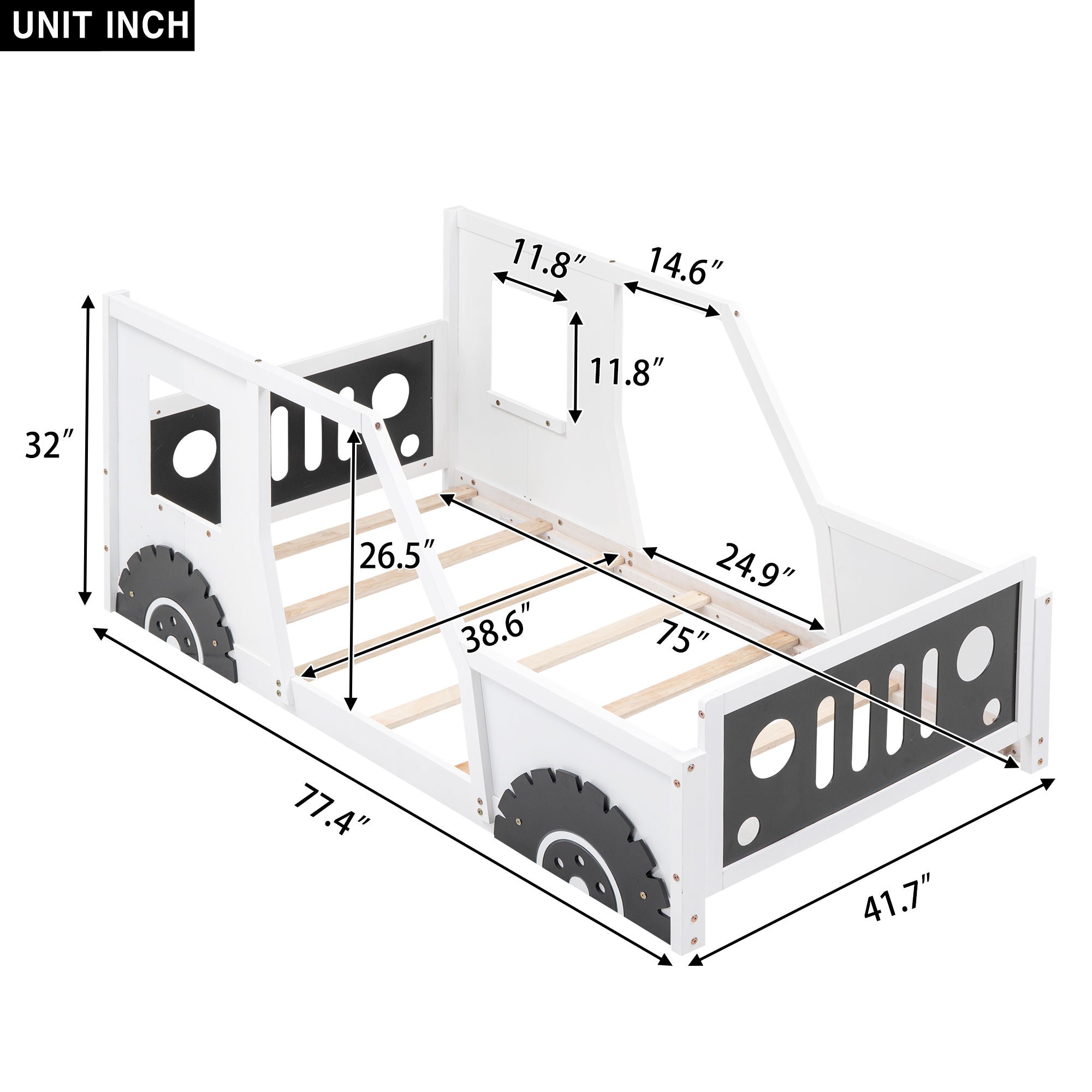 Classic Car Shaped Platform Bed With Wheels