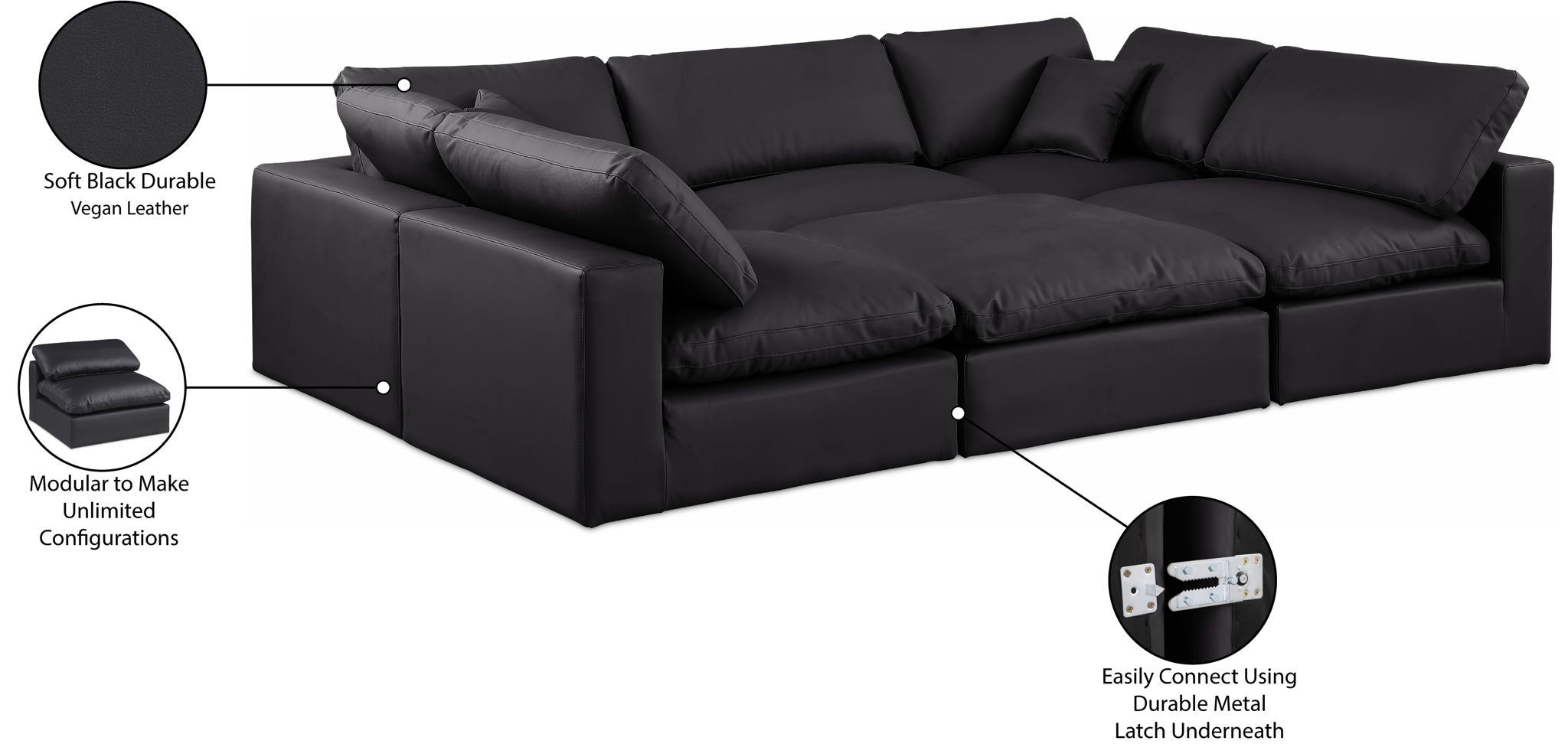 Comfy - 6 Piece Faux Leather Sectional