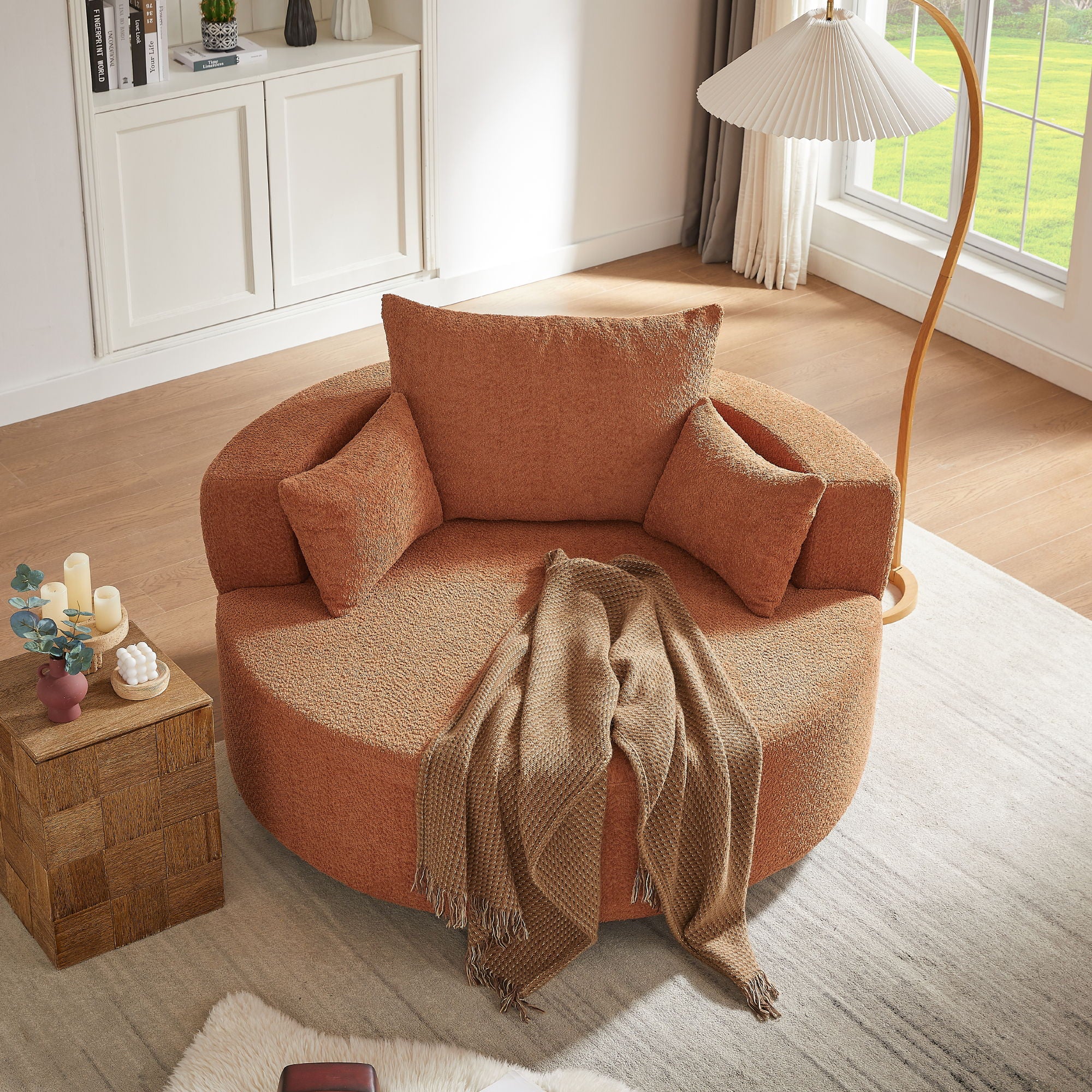 360° Swivel Accent Barrel Chair With 3 Removable Pillows For Living Room