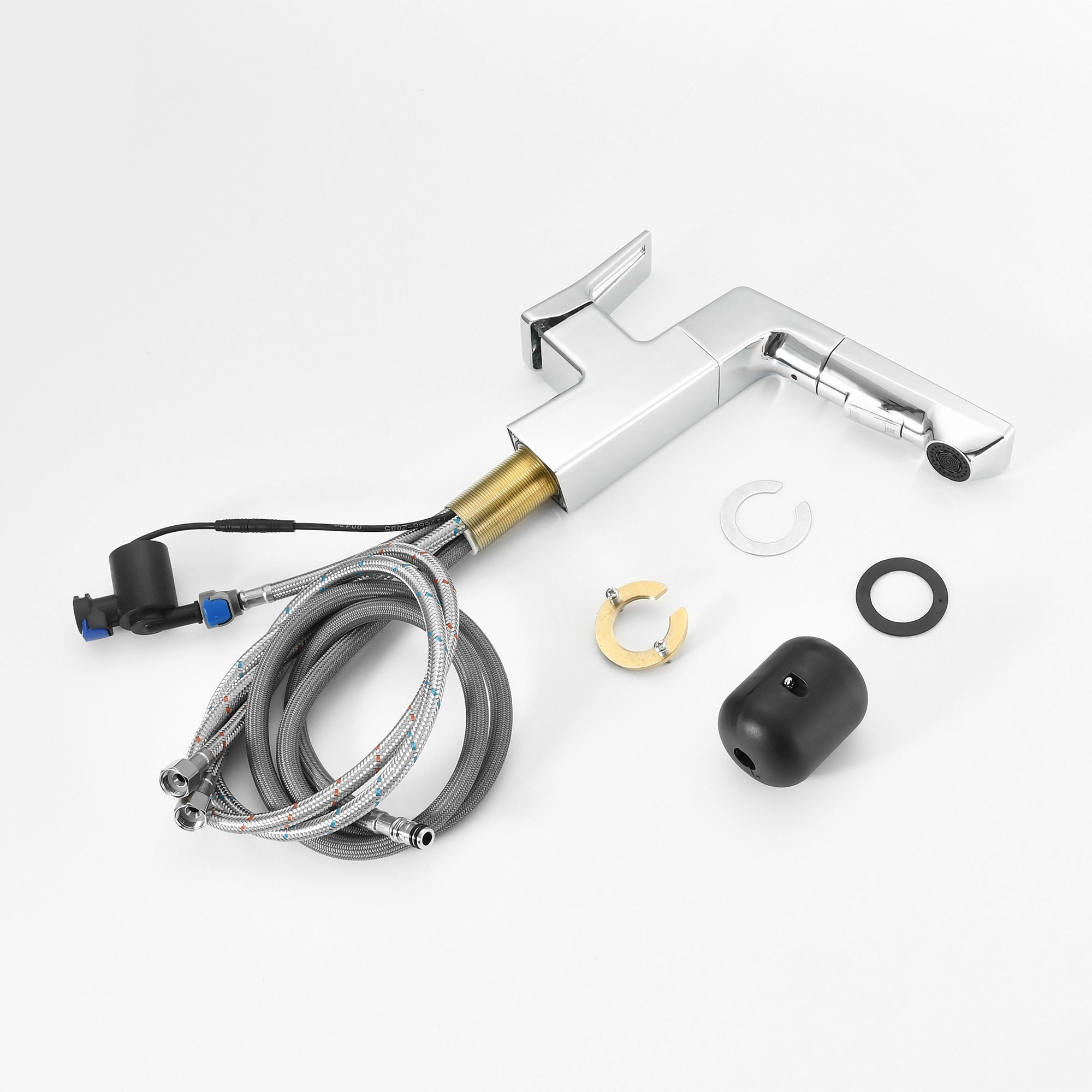 Modern Smart LED Bathroom Faucet With Temperature Digital Display And Pull Down Sprayer
