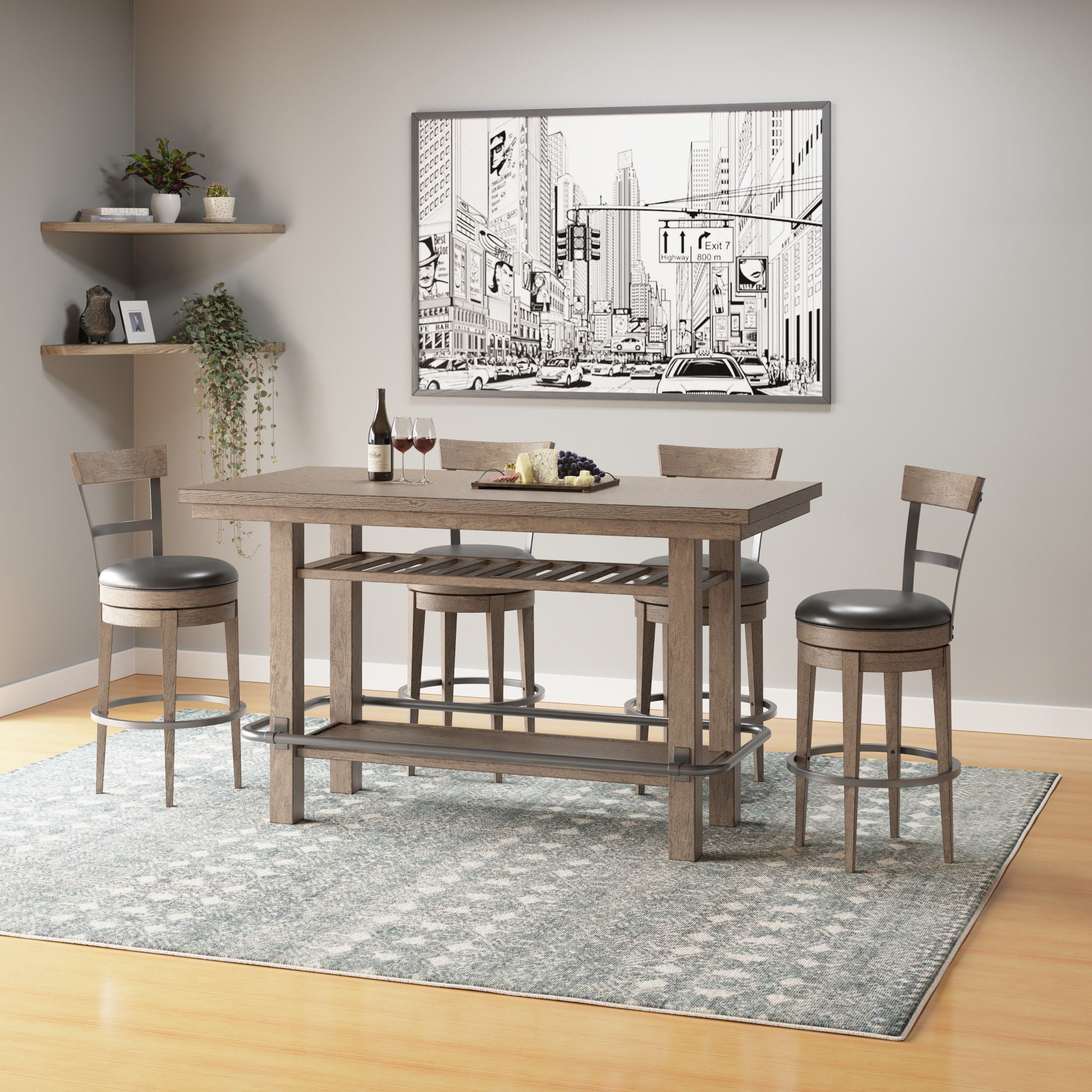 Bar Height Storage Table With Construction - Brown