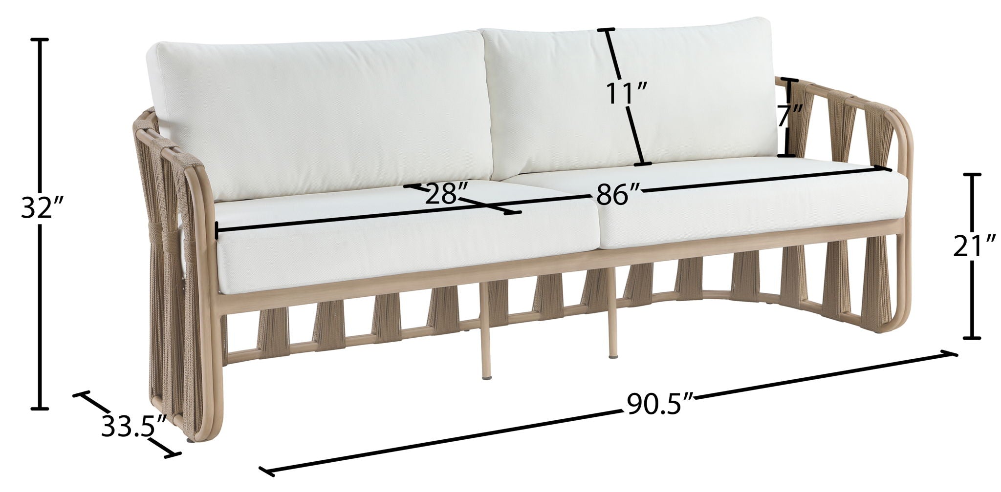 San Pietro - Resilient Waterproof Fabric 90.5" Upholstered Outdoor Patio Sofa