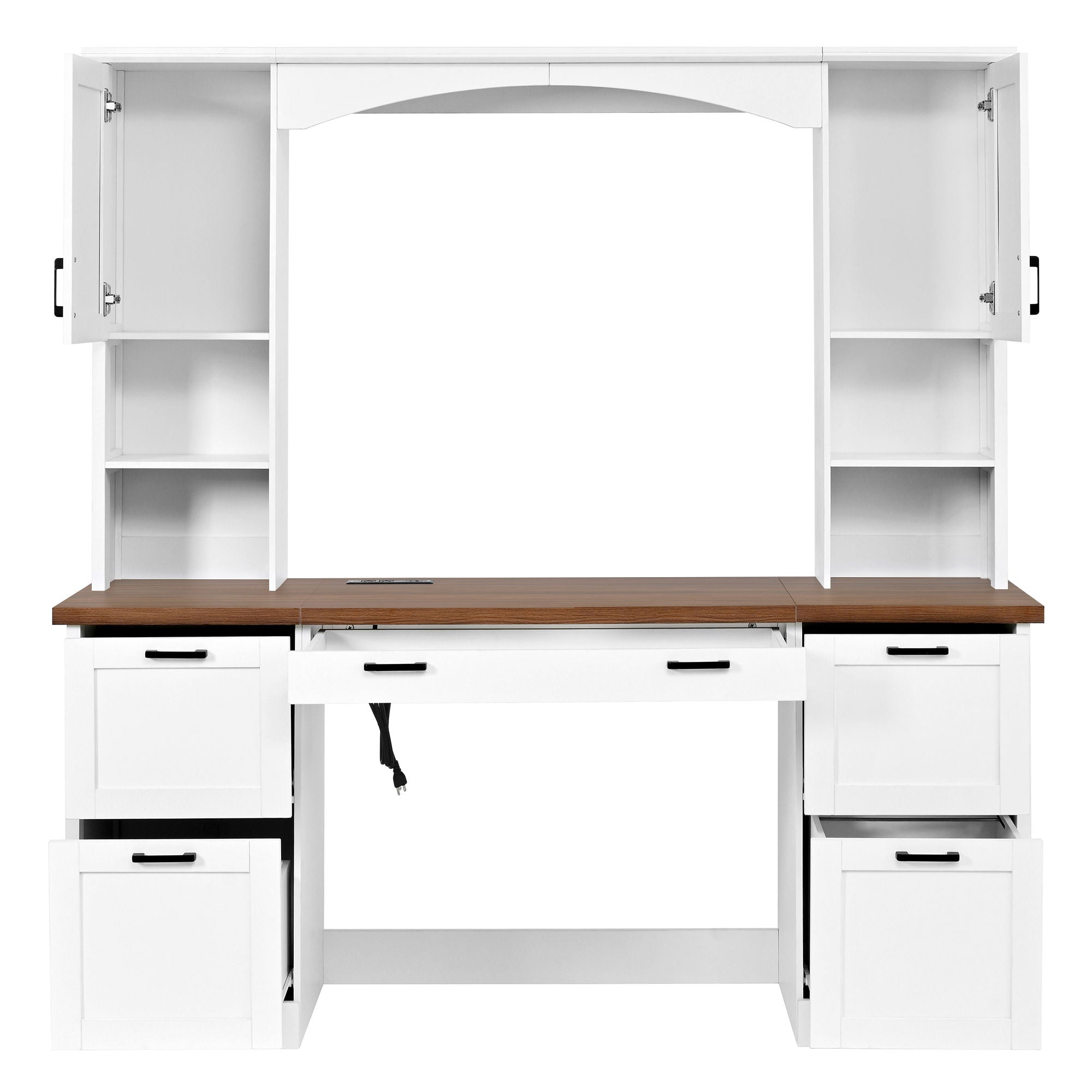 Farmhouse Computer Desk With Hutch
