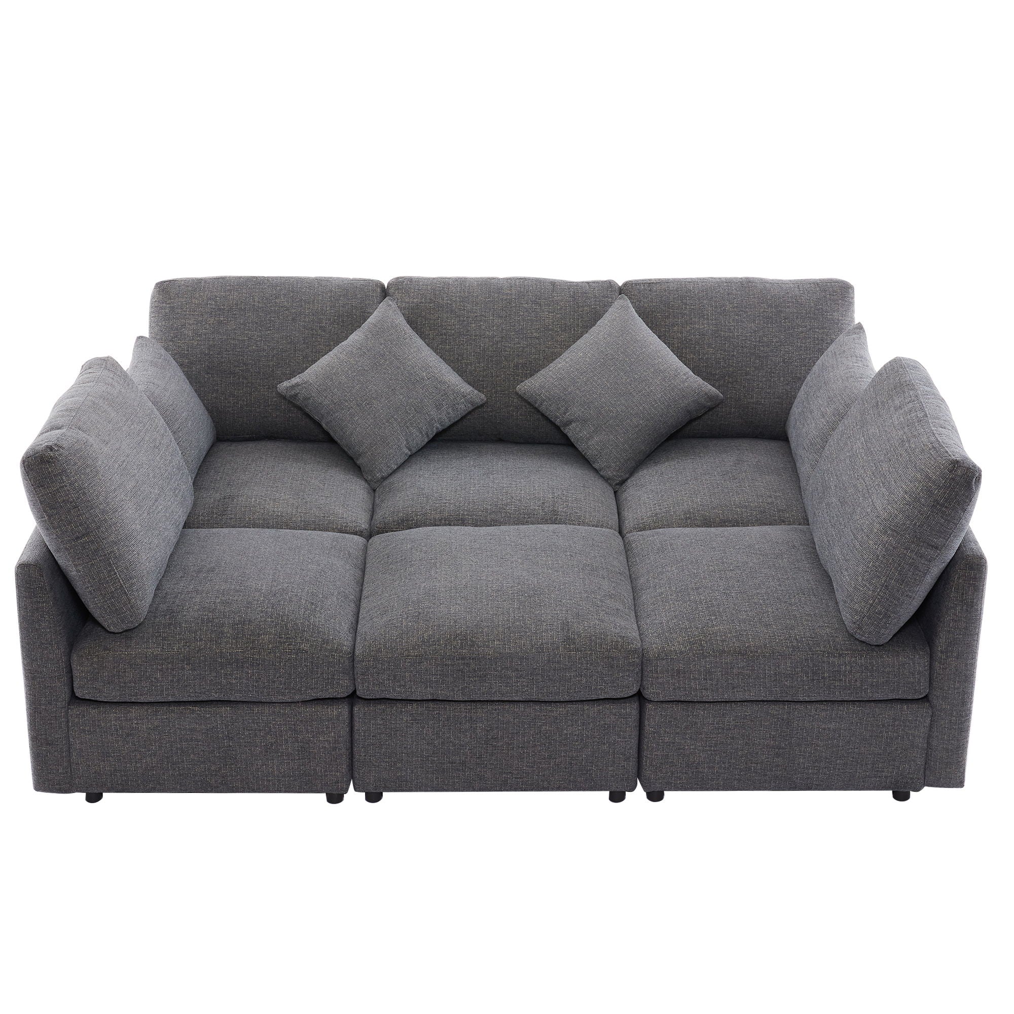 Sectional Sofa Modular U-Shaped With Ottoman & USB Ports