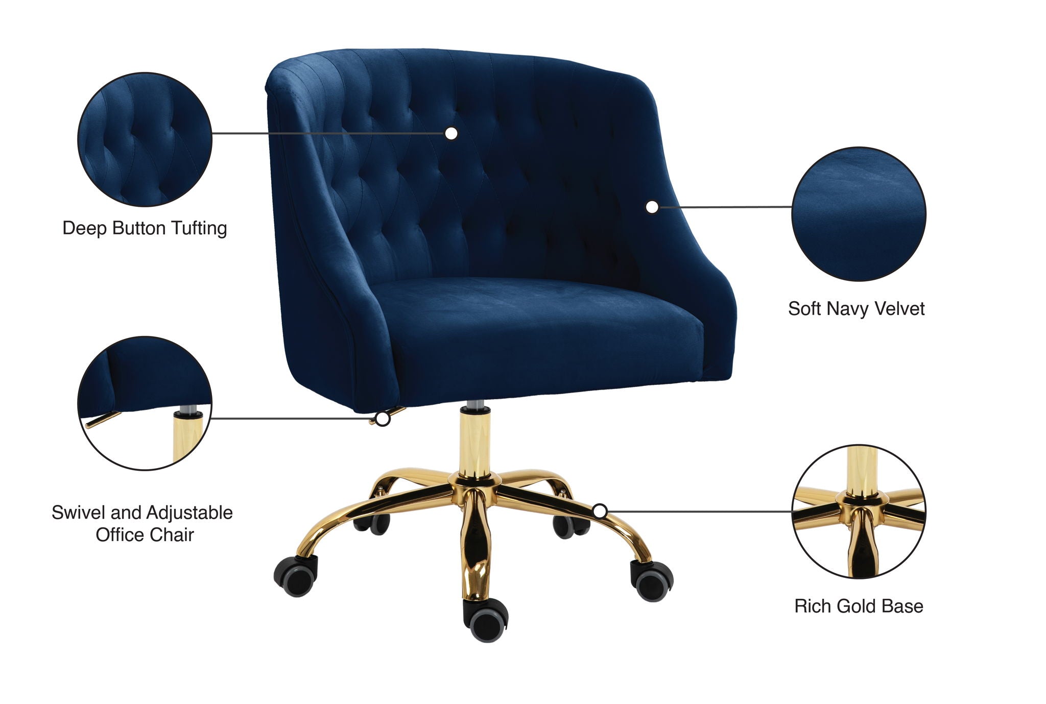 Arden - Office Chair with Gold Legs