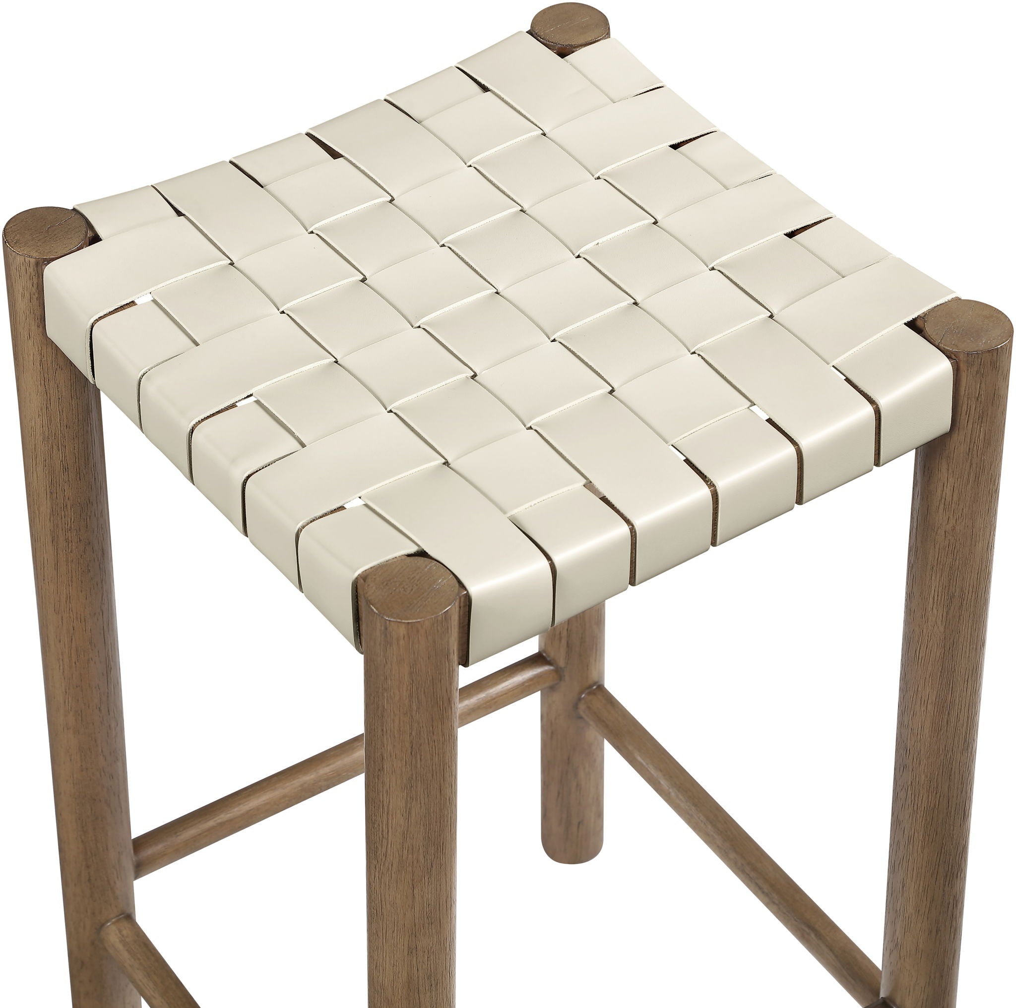 Entwine - Vegan Leather Upholstered Backless Counter Stool - Painted Brown