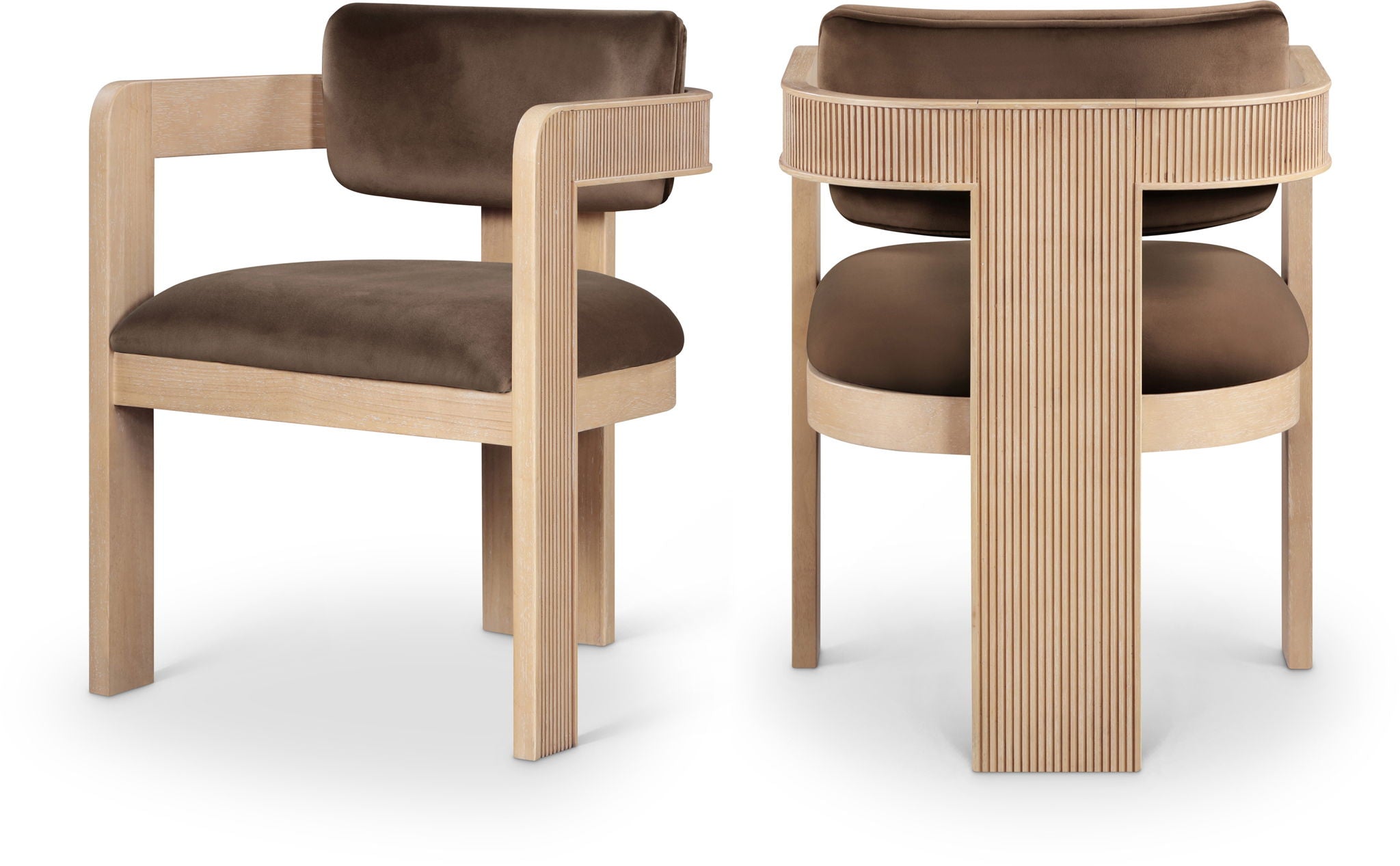 Sacha - Velvet Dining Chair With Natural Base (Set of 2)