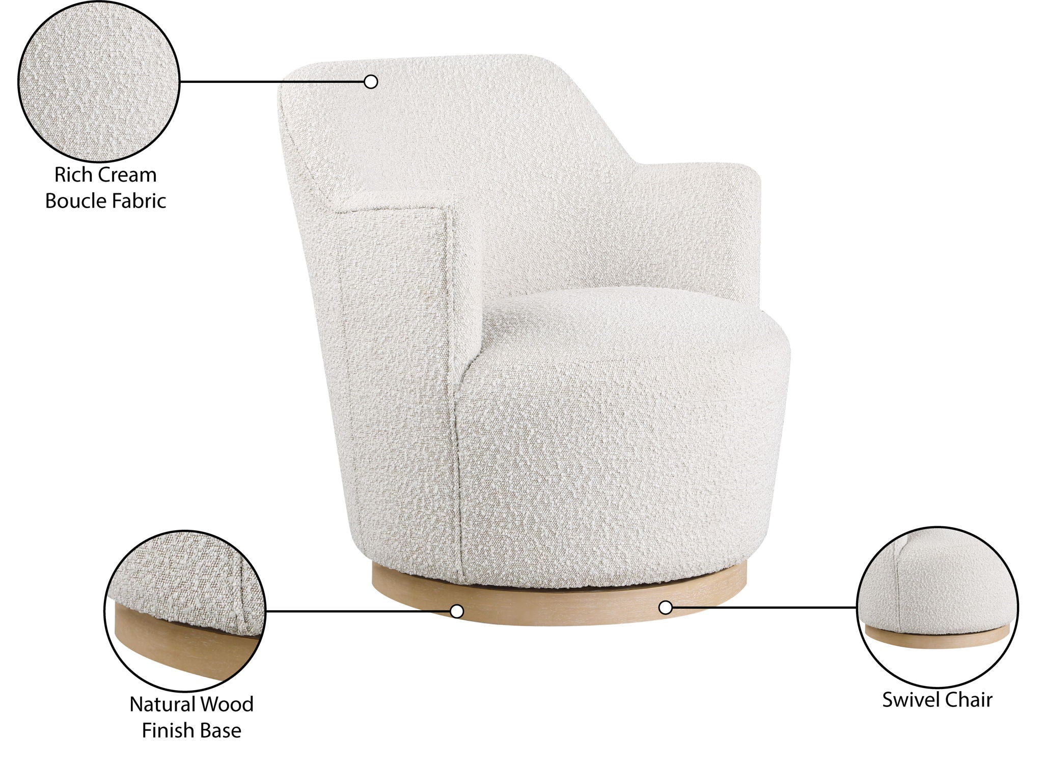 Clarita - Boucle Swivel Accent Chair