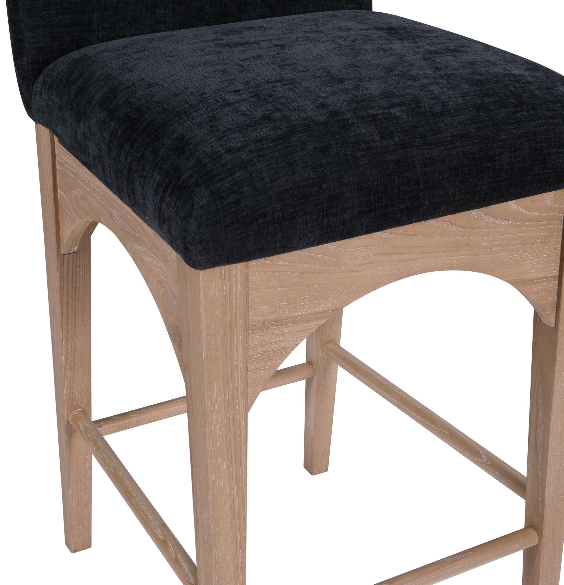 Waldorf - Chenille Stool With Natural Legs