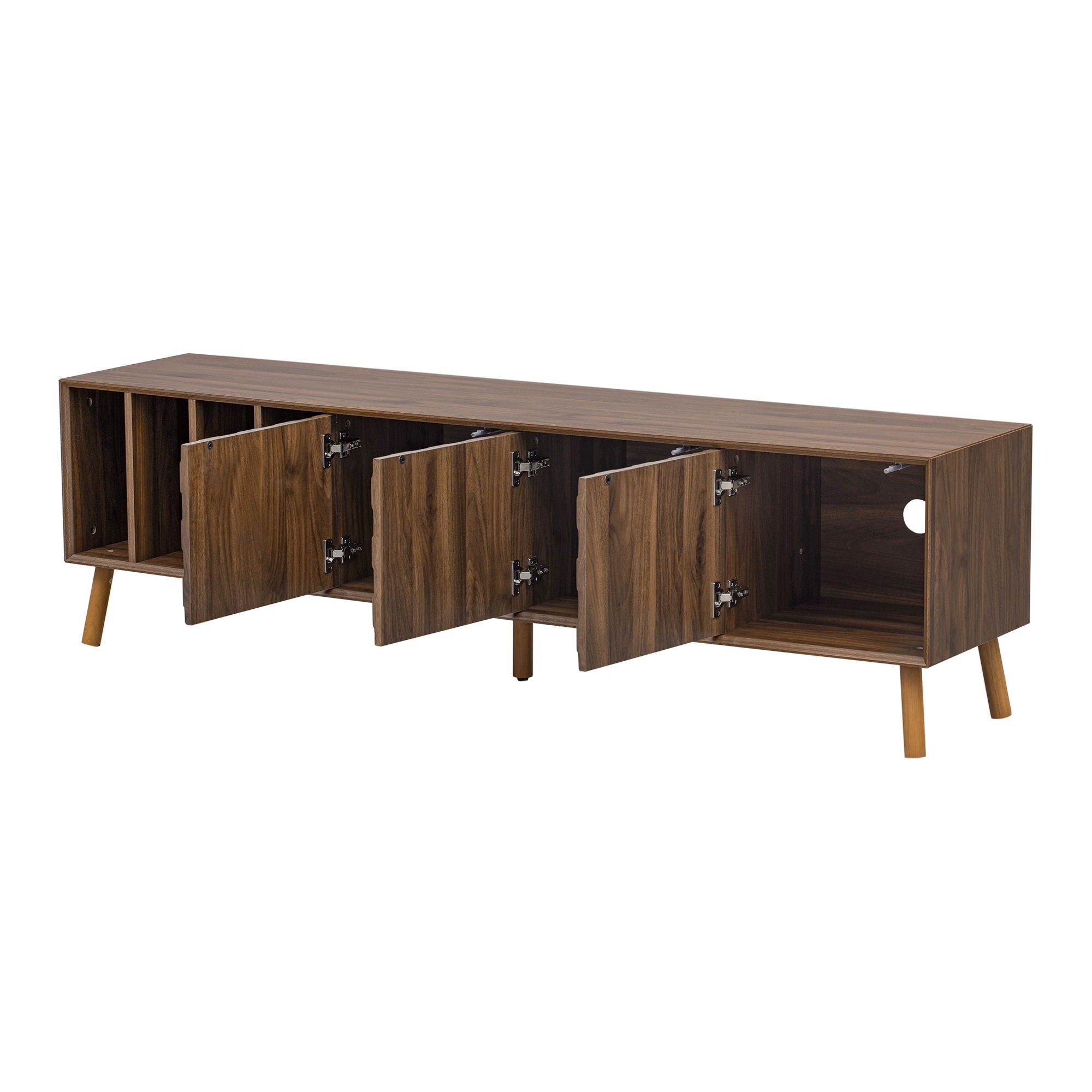 TV Stand, Cabinet For Living Room, Fits TVs Up To 80" - Walnut