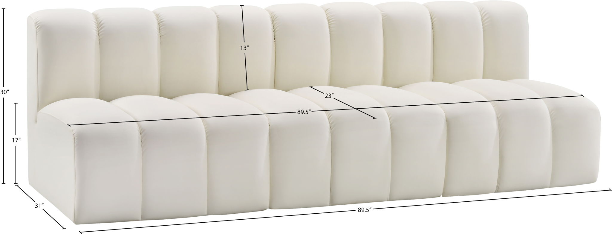 Arc - Faux Leather 3 Seats Modular Sofa