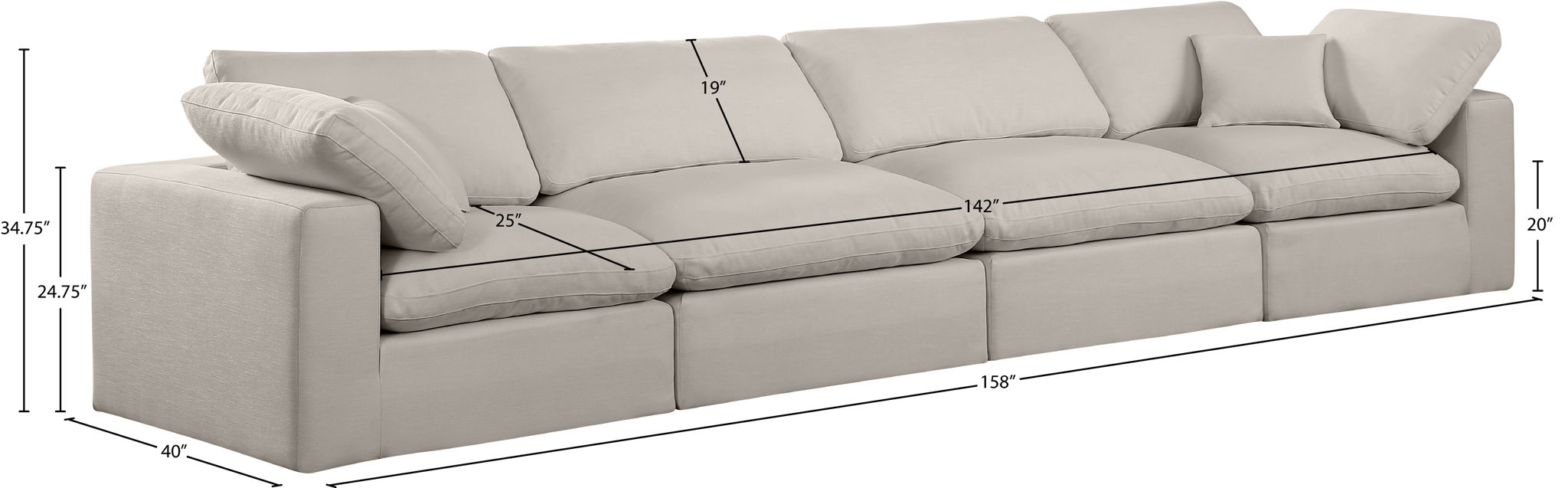 Comfy - Linen Modular Sofa 4 Seats