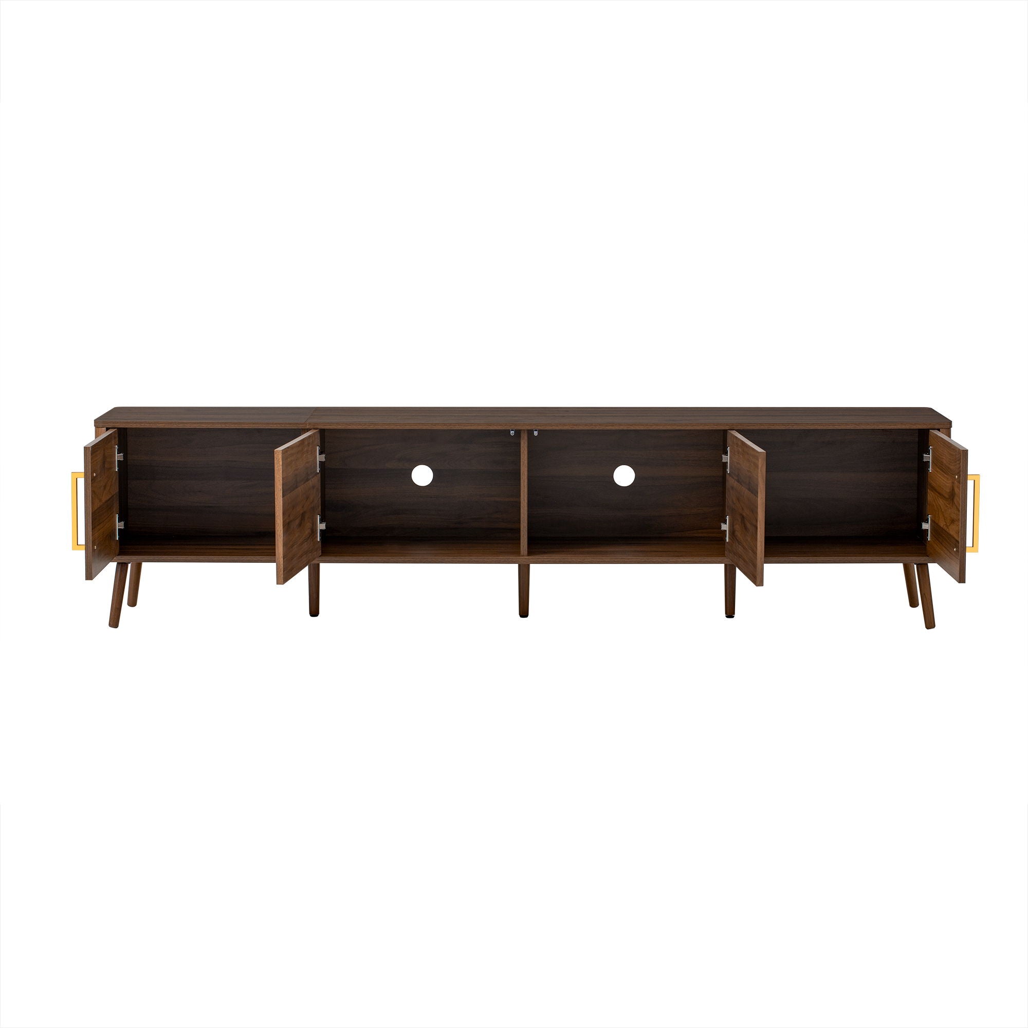 TV Stand For TVs Up To 85" With Fluted Door, Cable Management, Soft-Closing Hinges - Walnut