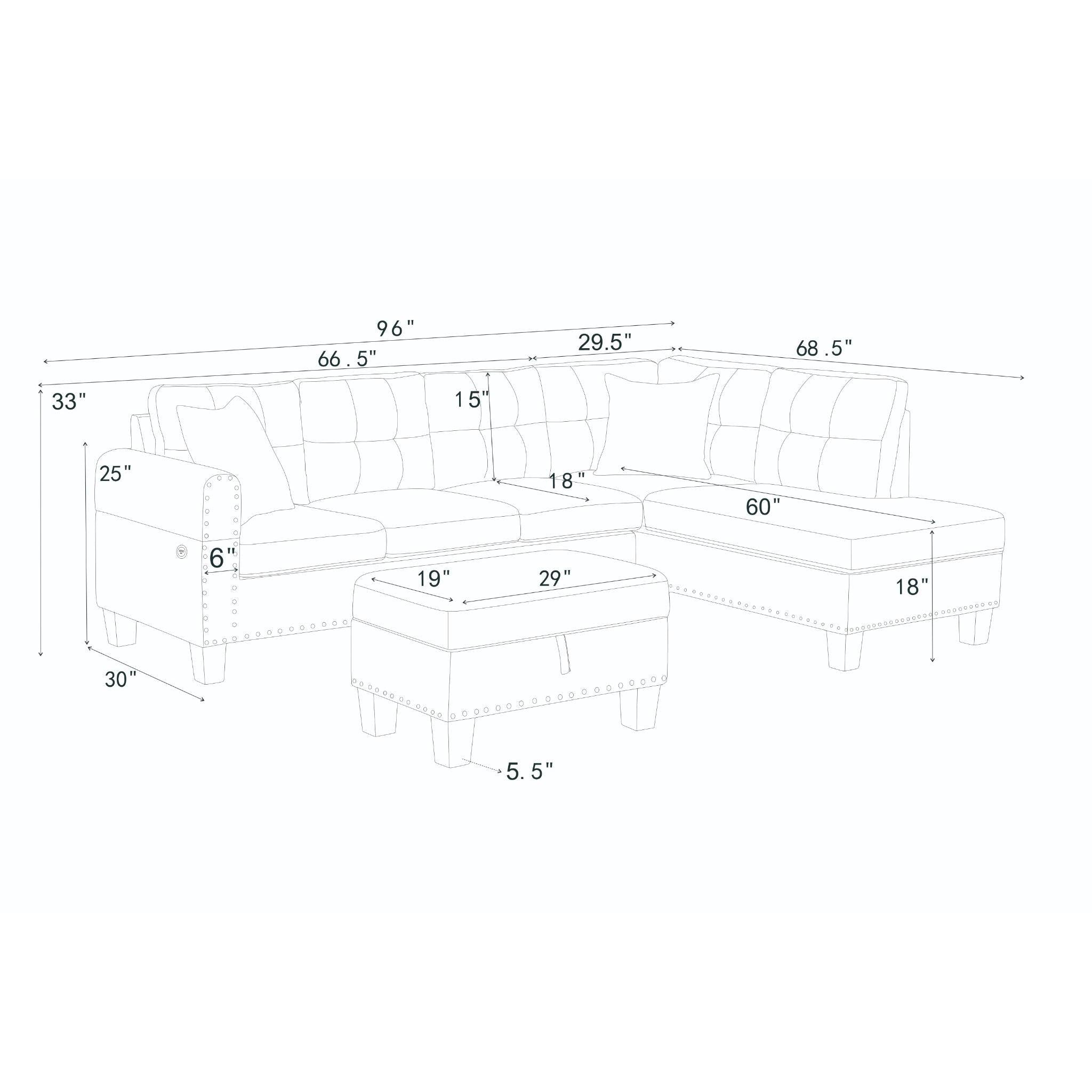 Camden - Power Sectional Sofa With Storage Ottoman And Built In Charging Ports - Gray