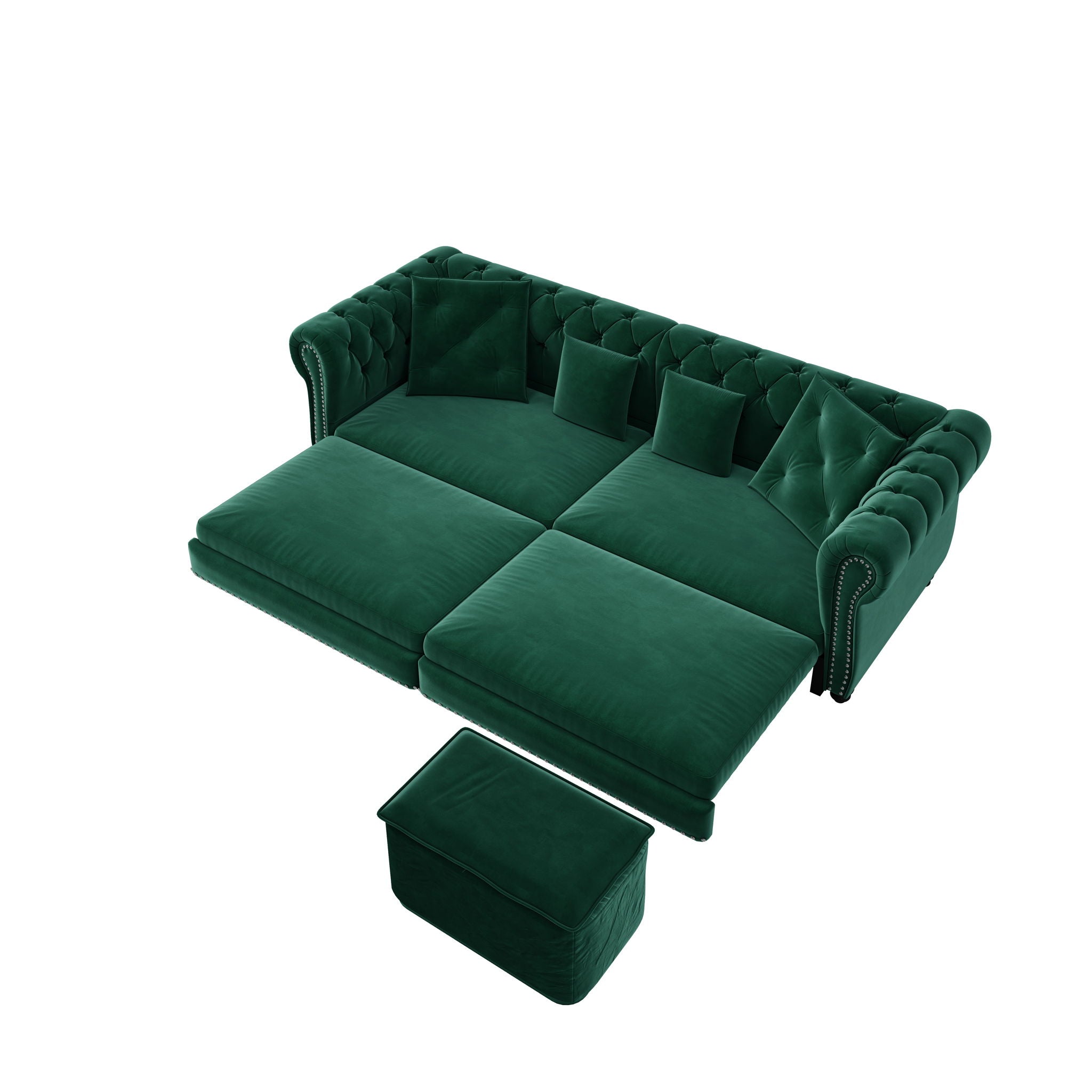 3 In 1 Convertible Sleeper Sofa Bed With Movable Ottoman
