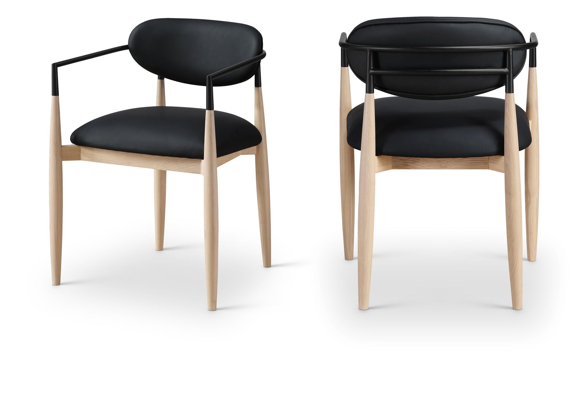 Riccio - Faux Leather Dining Arm Chair (Set of 2) - Natural Frame