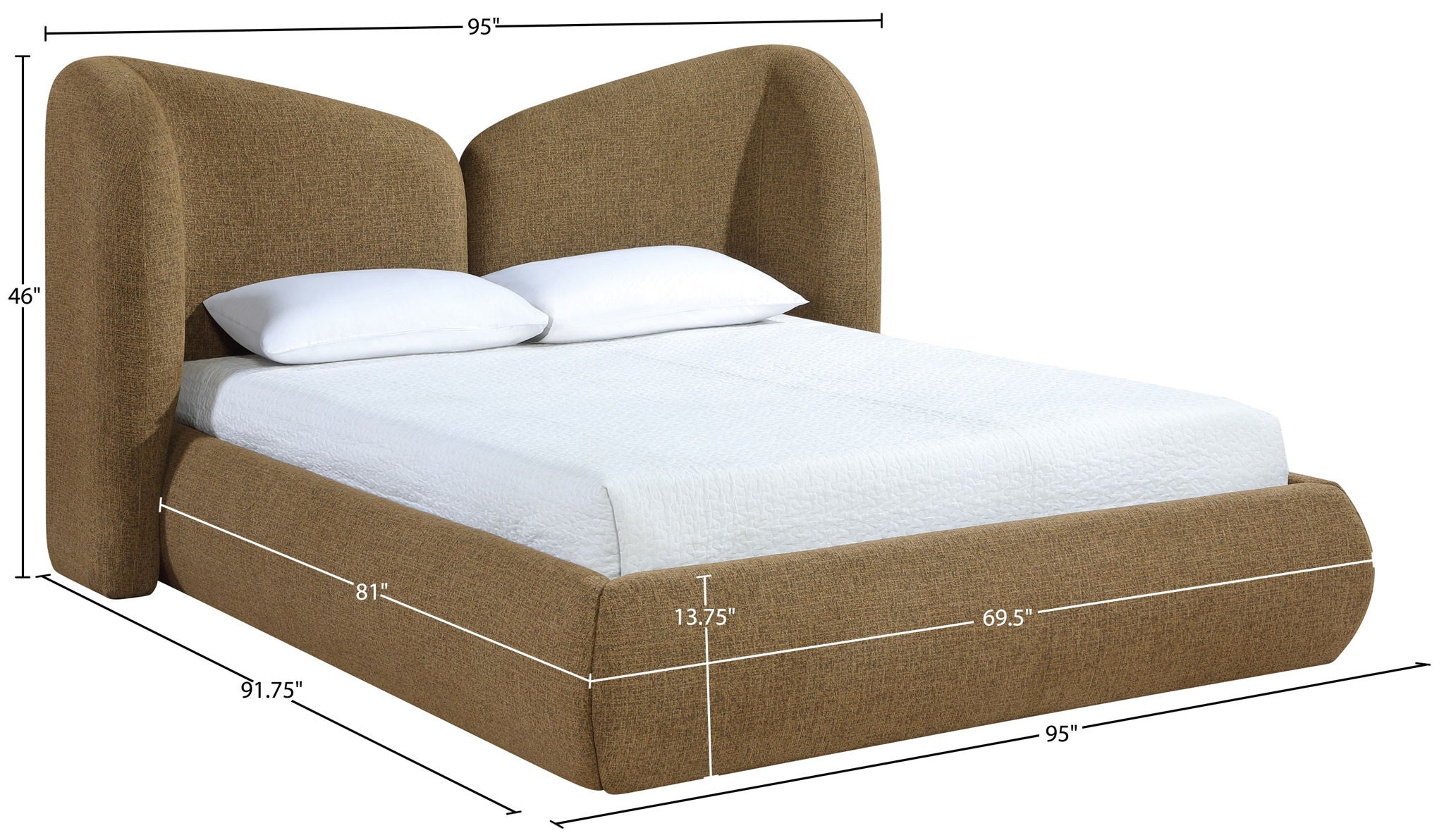Elowen - Chenille Fabric Upholstered Bed