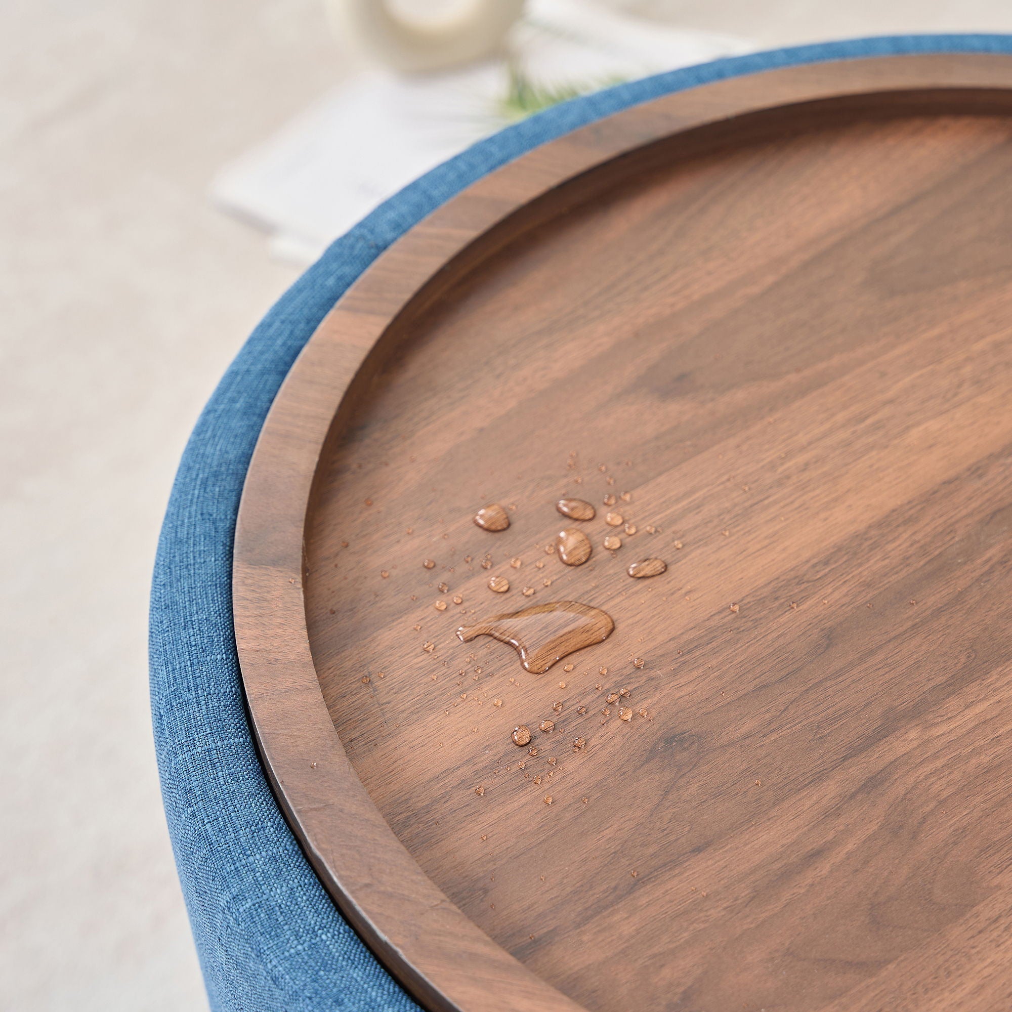 Nesting Ottomans, Round Coffee Table & Bench With Tray (Set of 2)